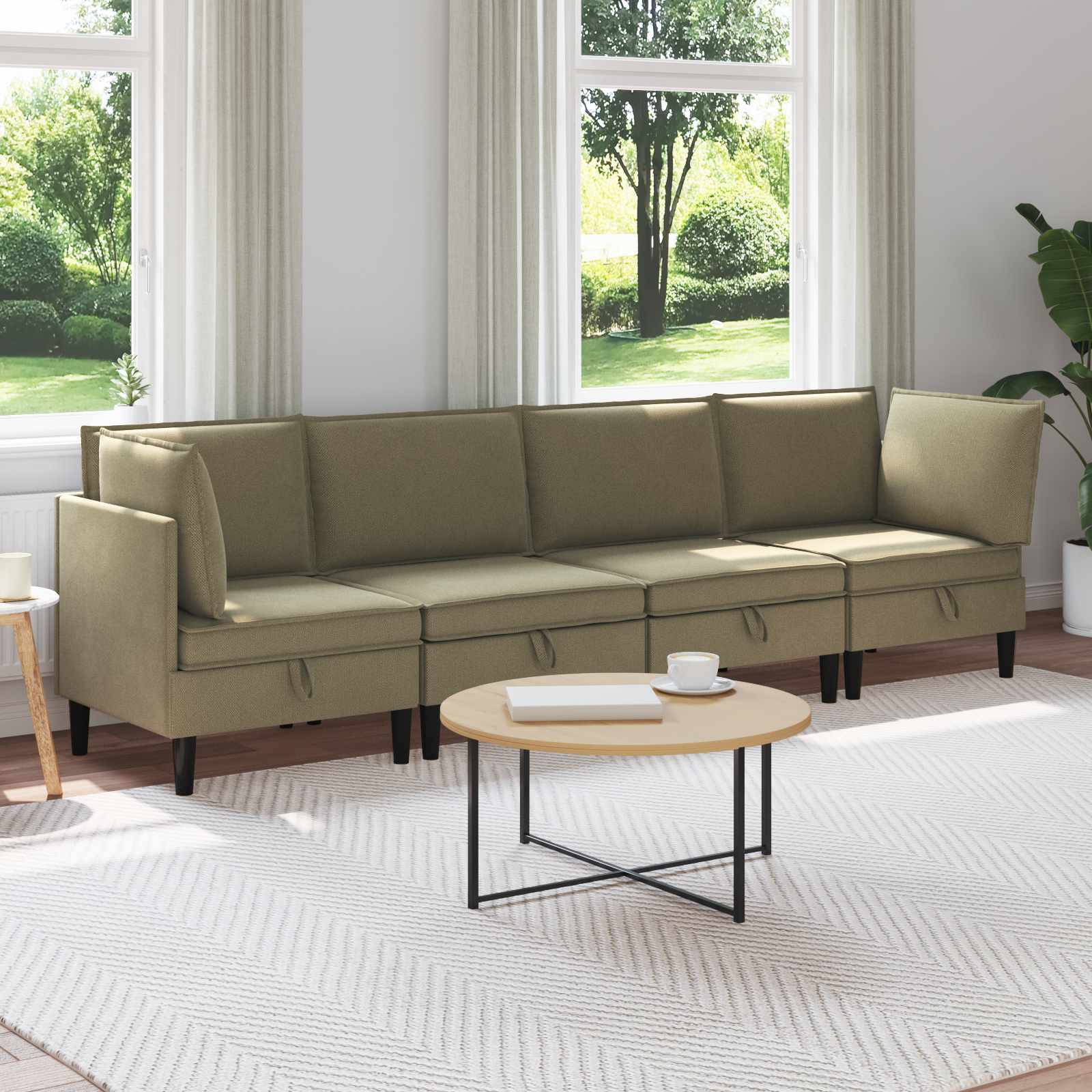 Woonkamer Meubelset 4 pcs Kaki Stof – afbeelding 1