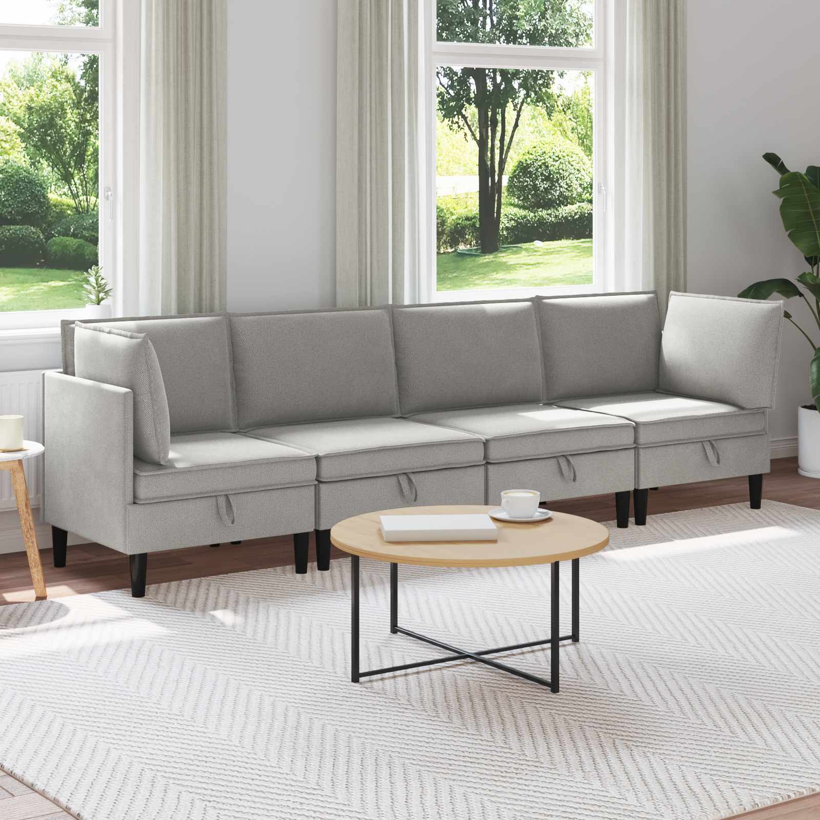Woonkamer Meubelset 4 pcs Lichtgrijs Stof