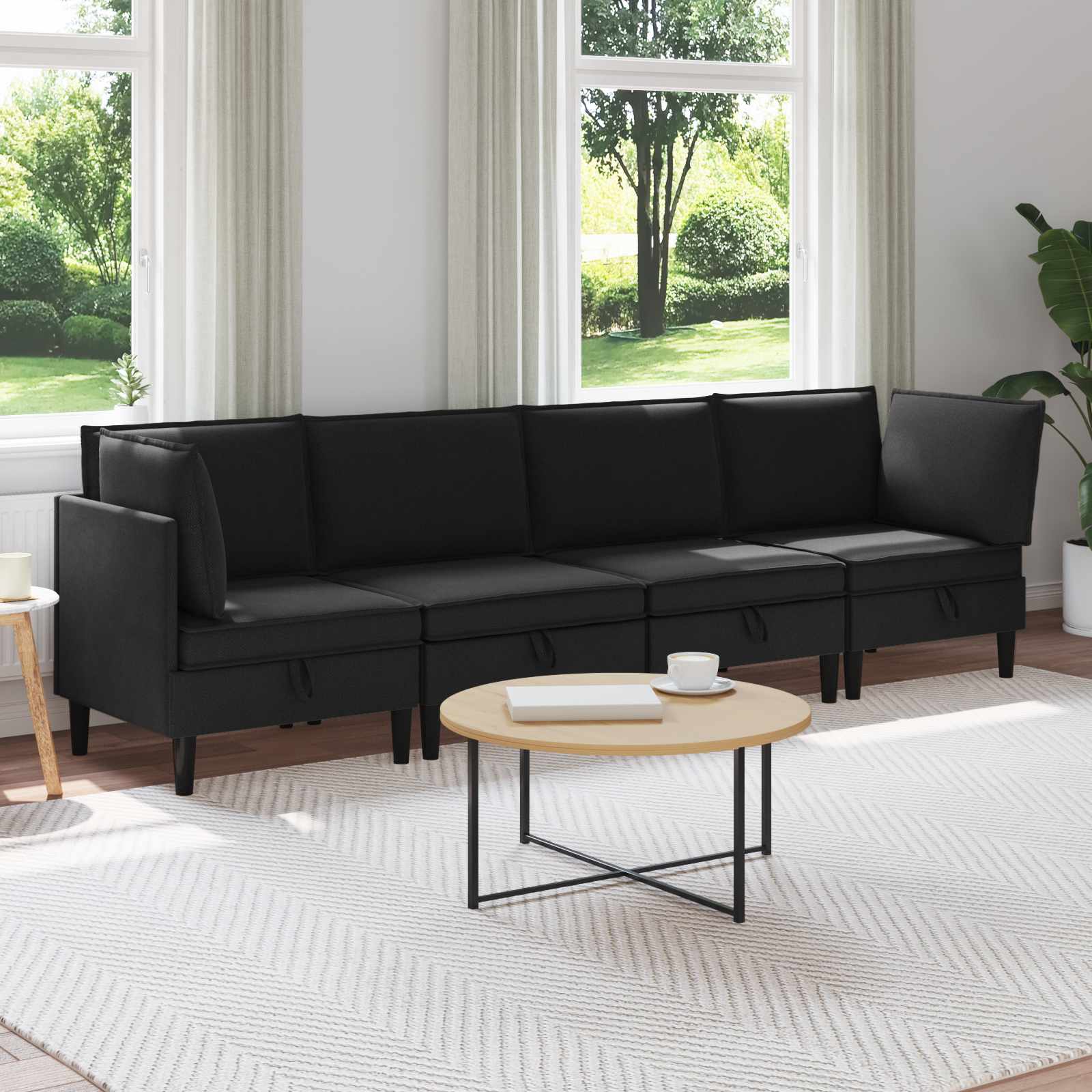Woonkamer Meubelset 4 pcs Zwart Stof