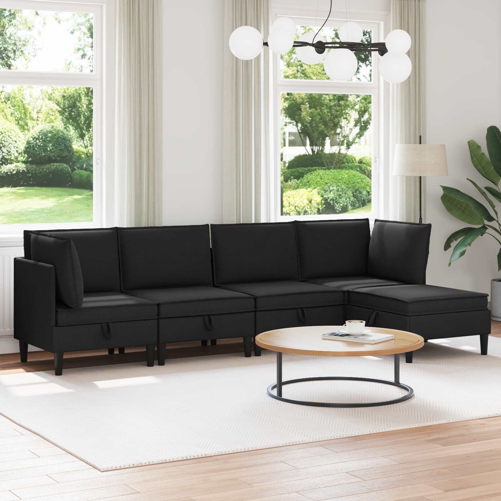 Woonkamer Meubelset 5 pcs Zwart Stof