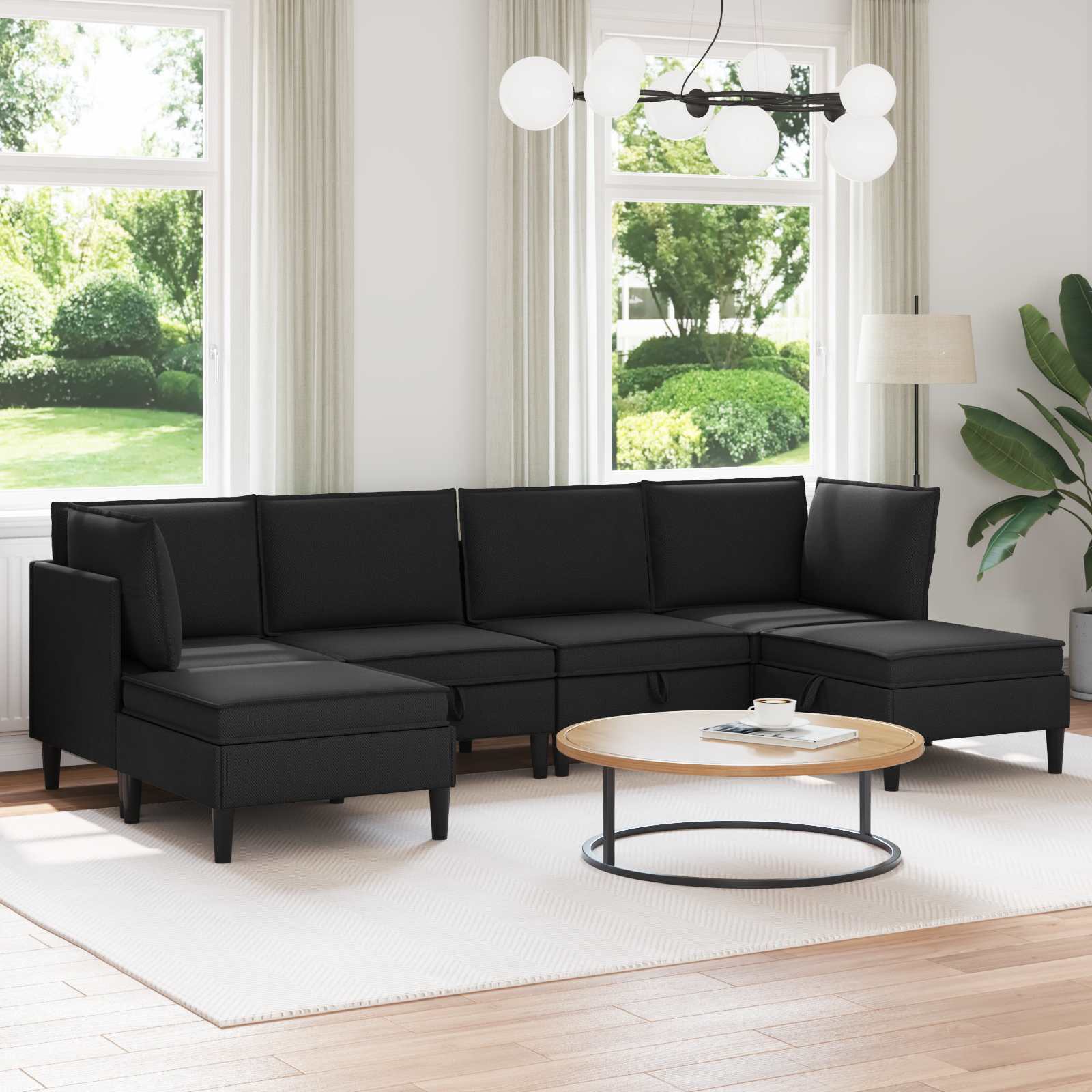 Woonkamer Meubelset 6 pcs Zwart Stof