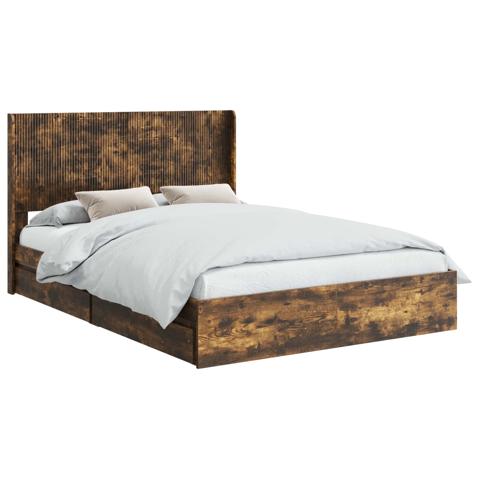 Bedframe met opbergruimte en hoofdbord Gerookt eiken – afbeelding 2
