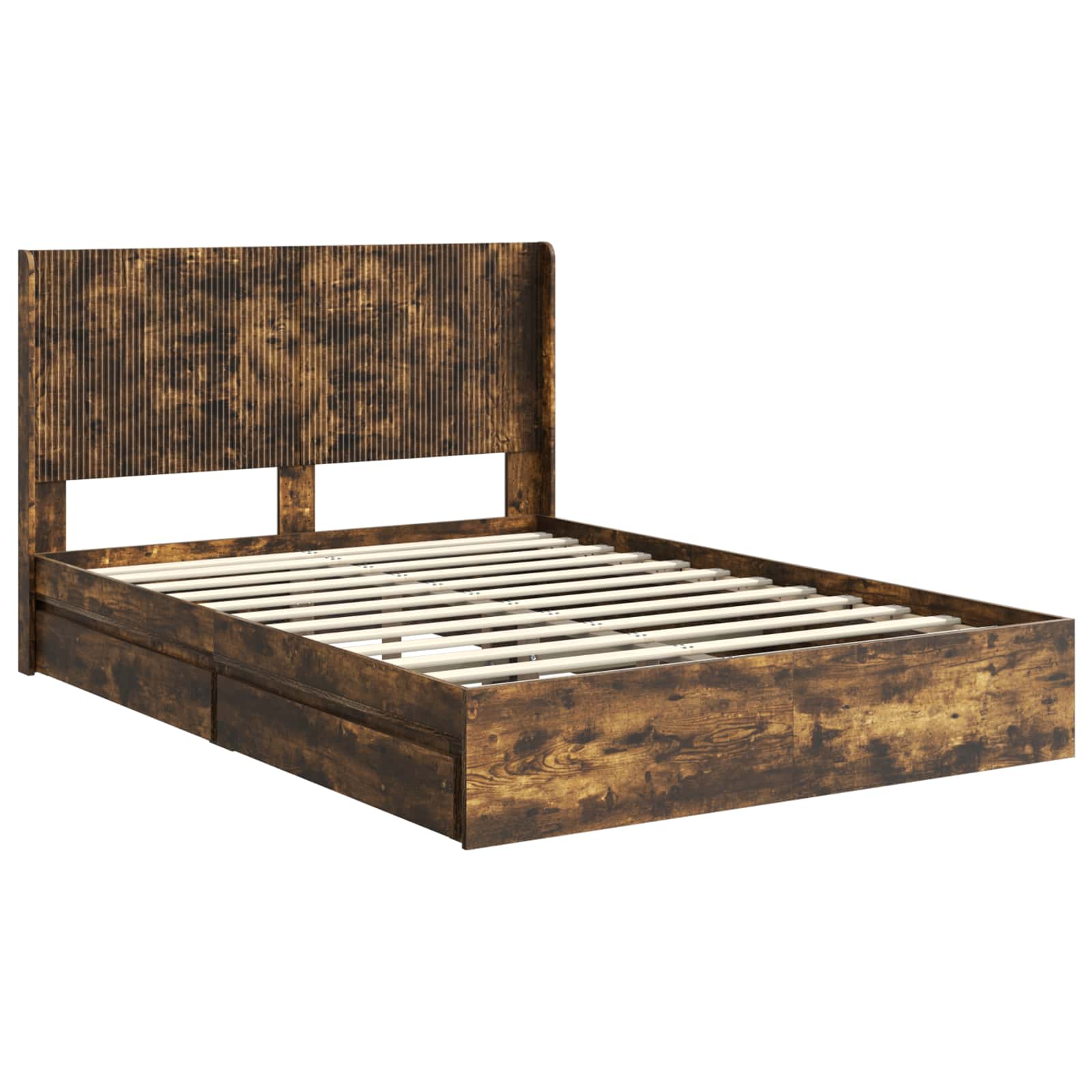 Bedframe met opbergruimte en hoofdbord Gerookt eiken – afbeelding 4