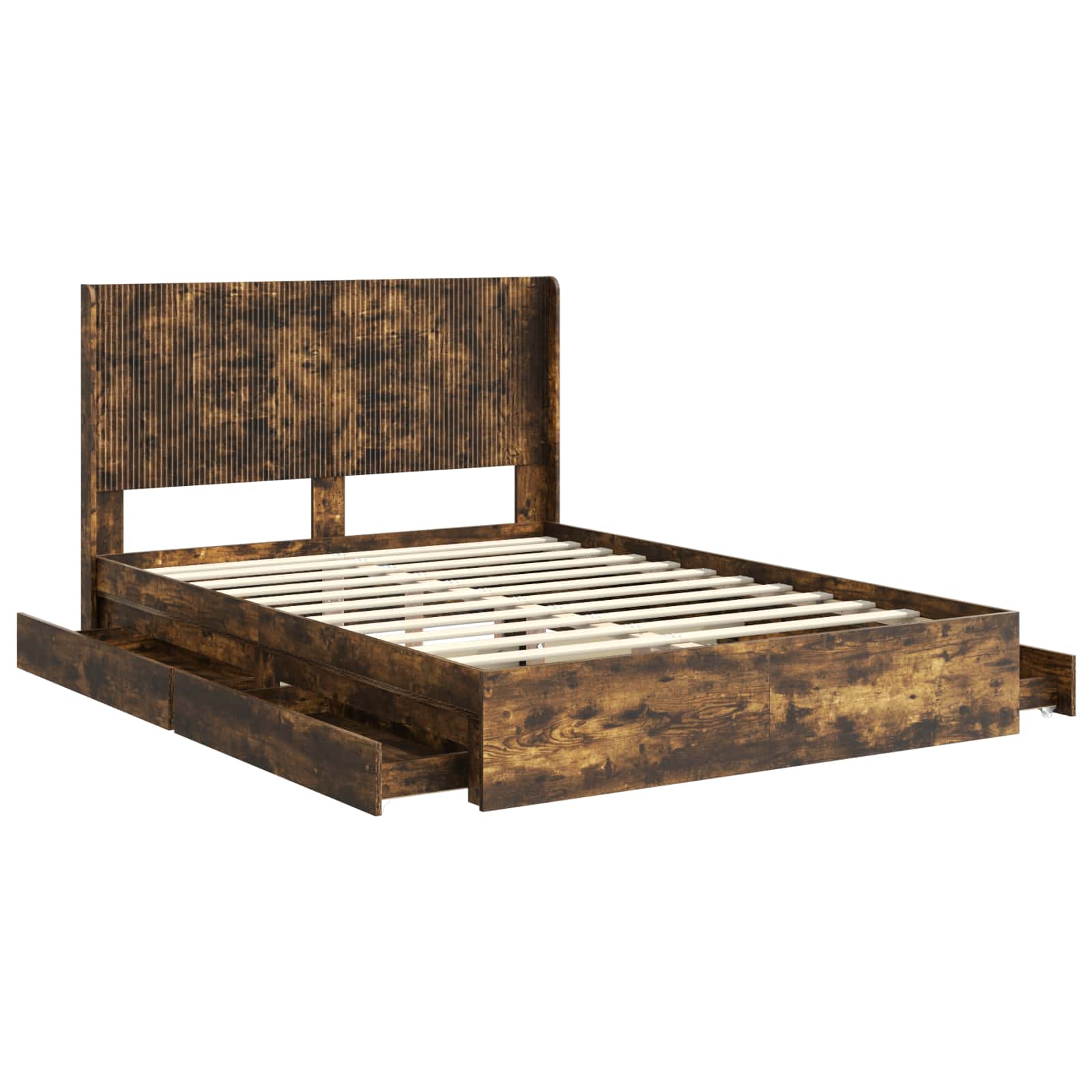 Bedframe met opbergruimte en hoofdbord Gerookt eiken – afbeelding 5