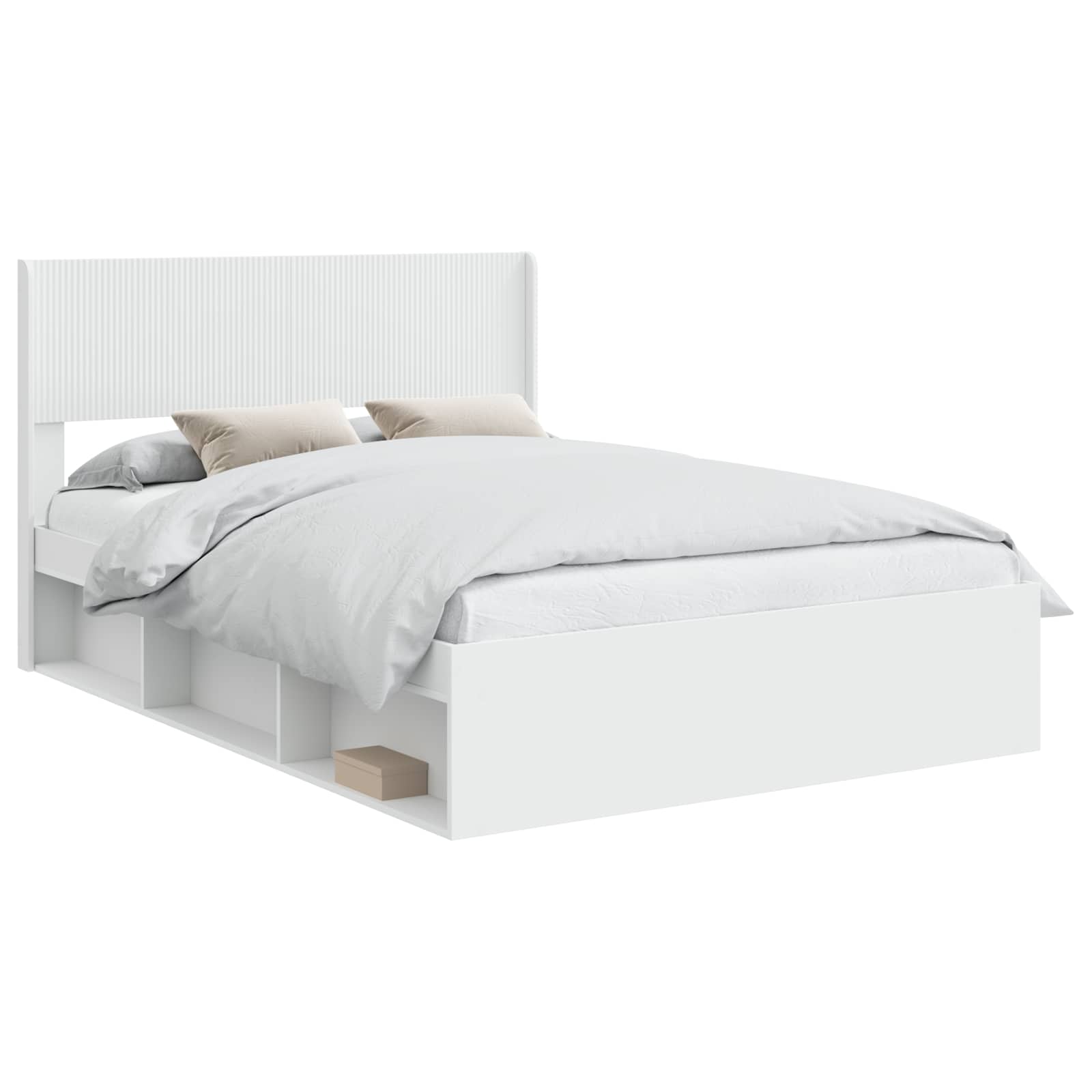 Bedframe met opbergruimte en hoofdbord Wit 150 x 200 cm – afbeelding 2