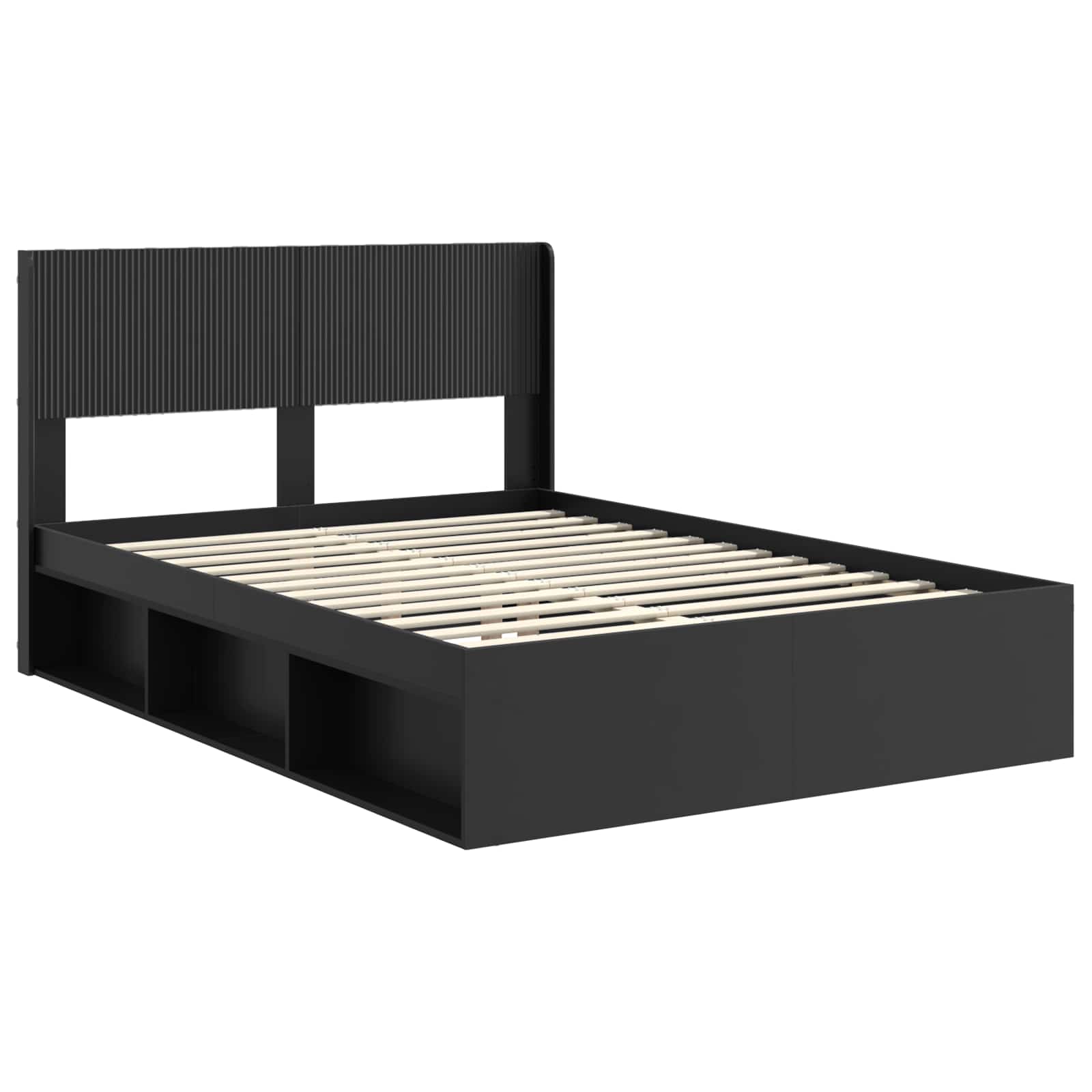 Bedframe met opbergruimte en hoofdbord Zwart 150 x 200 cm – afbeelding 4