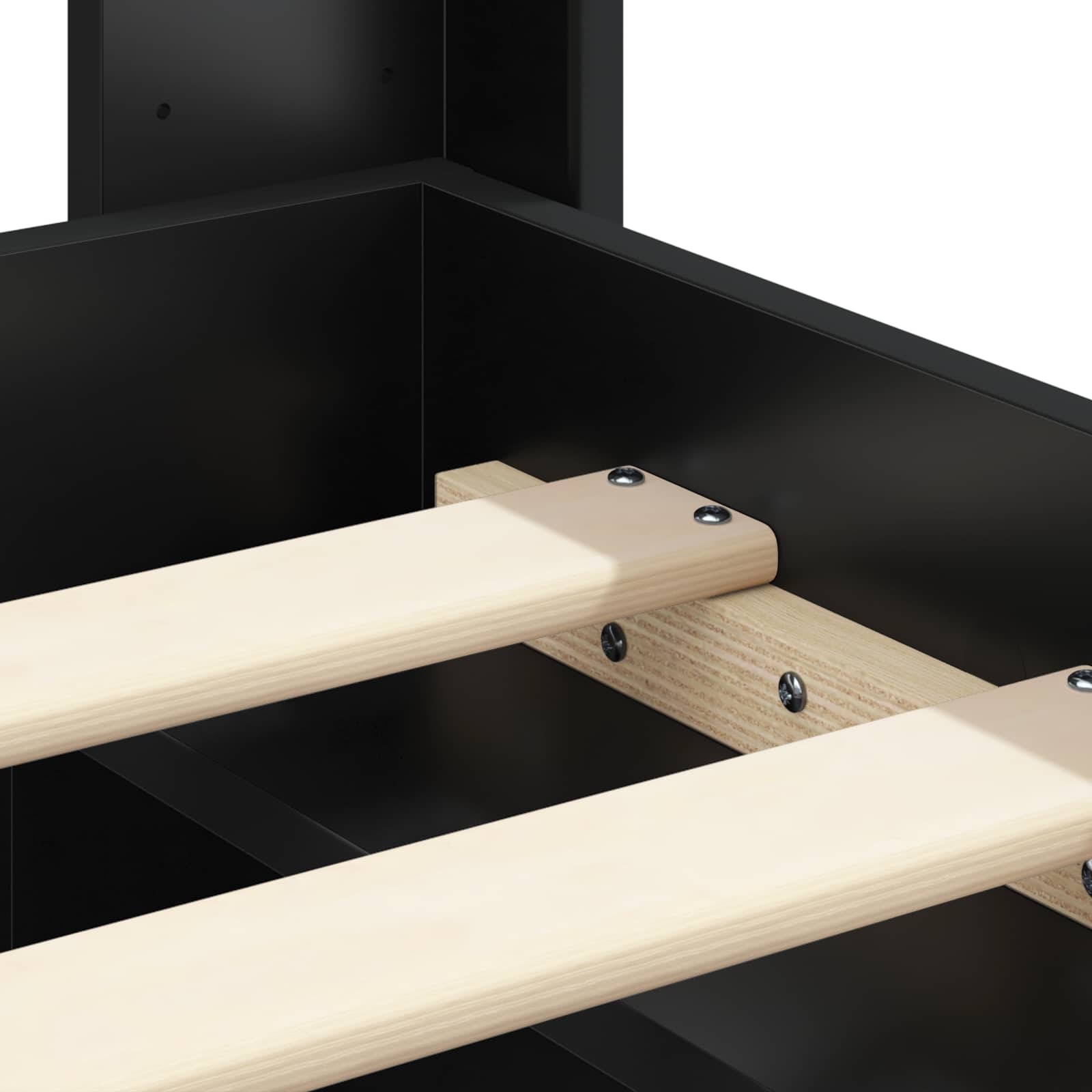 Bedframe met opbergruimte en hoofdbord Zwart 150 x 200 cm – afbeelding 9