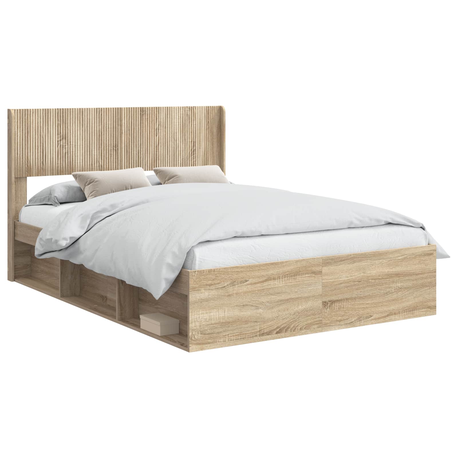 Bedframe met opbergruimte en hoofdbord Sonoma Eiken – afbeelding 2