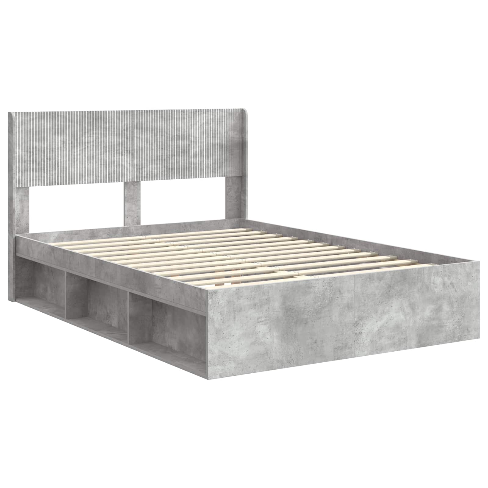 Bedframe met opbergruimte en hoofdbord Betongrijs 150 x 200 cm – afbeelding 4
