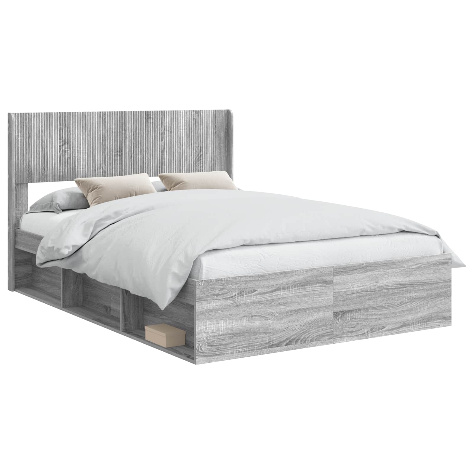 Bedframe met opbergruimte en hoofdbord Grijs Sonoma – afbeelding 2