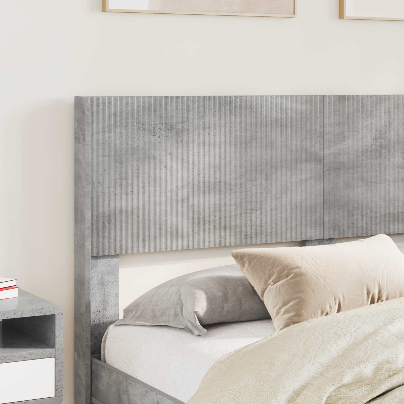 Bedframe met opbergruimte en hoofdbord Betongrijs 135 x 190 cm – afbeelding 3