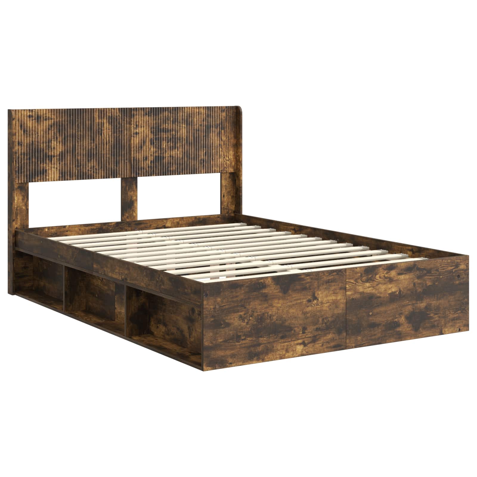 Bedframe met opbergruimte en hoofdbord Gerookt eiken – afbeelding 4