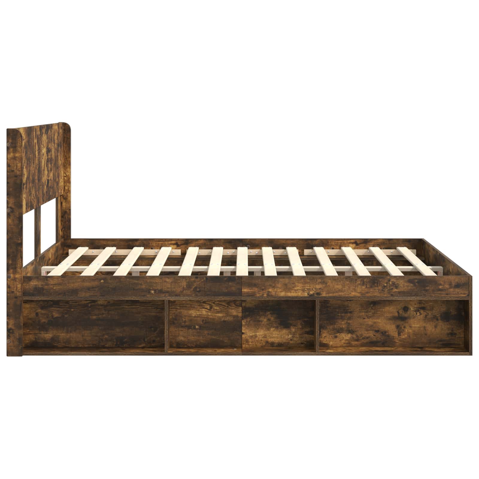 Bedframe met opbergruimte en hoofdbord Gerookt eiken – afbeelding 6