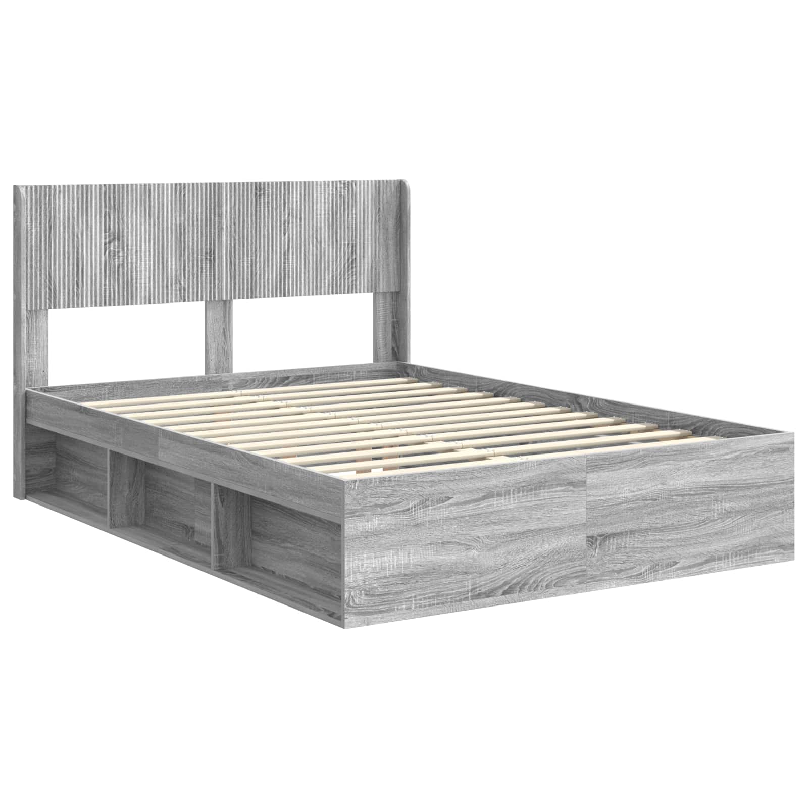 Bedframe met opbergruimte en hoofdbord Grijs Sonoma – afbeelding 4