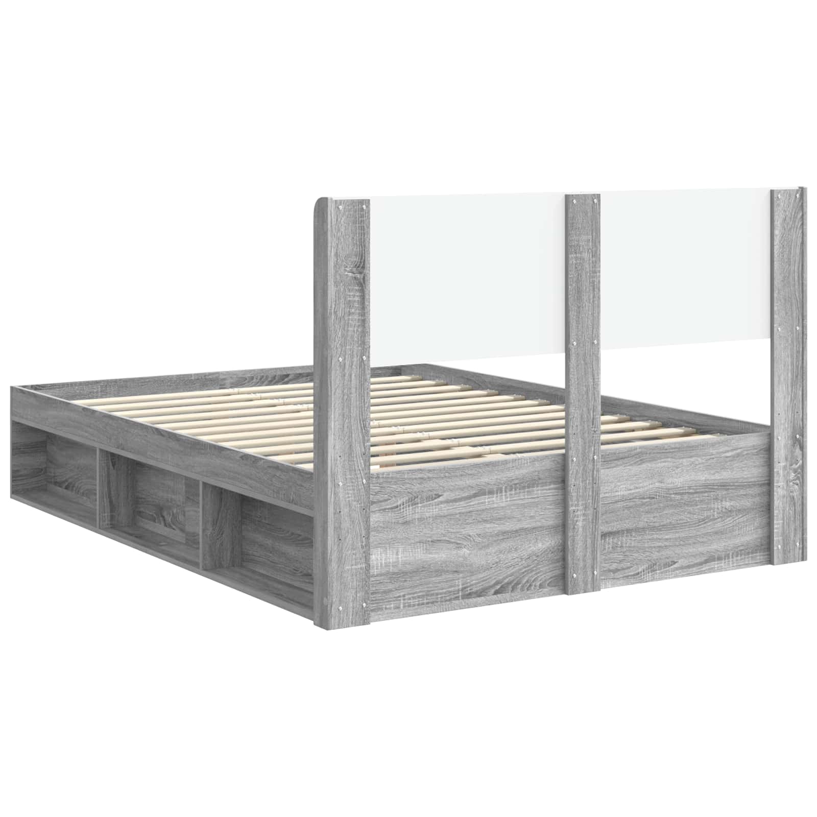Bedframe met opbergruimte en hoofdbord Grijs Sonoma – afbeelding 7