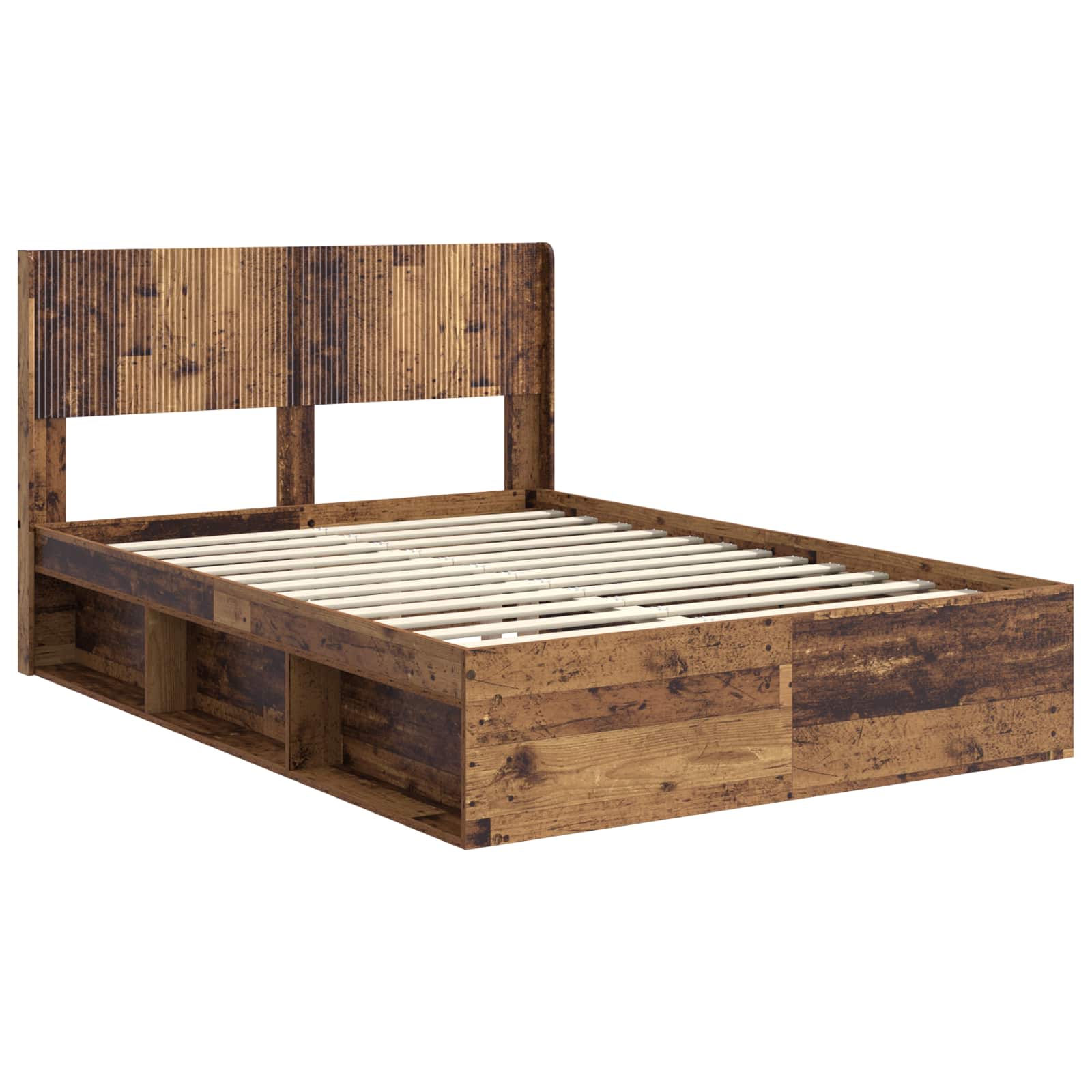 Bedframe met opbergruimte en hoofdbord Oud hout 135 x 190 cm – afbeelding 4