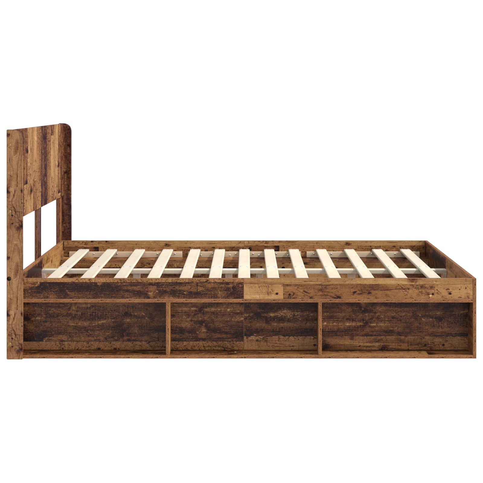 Bedframe met opbergruimte en hoofdbord Oud hout 135 x 190 cm – afbeelding 6