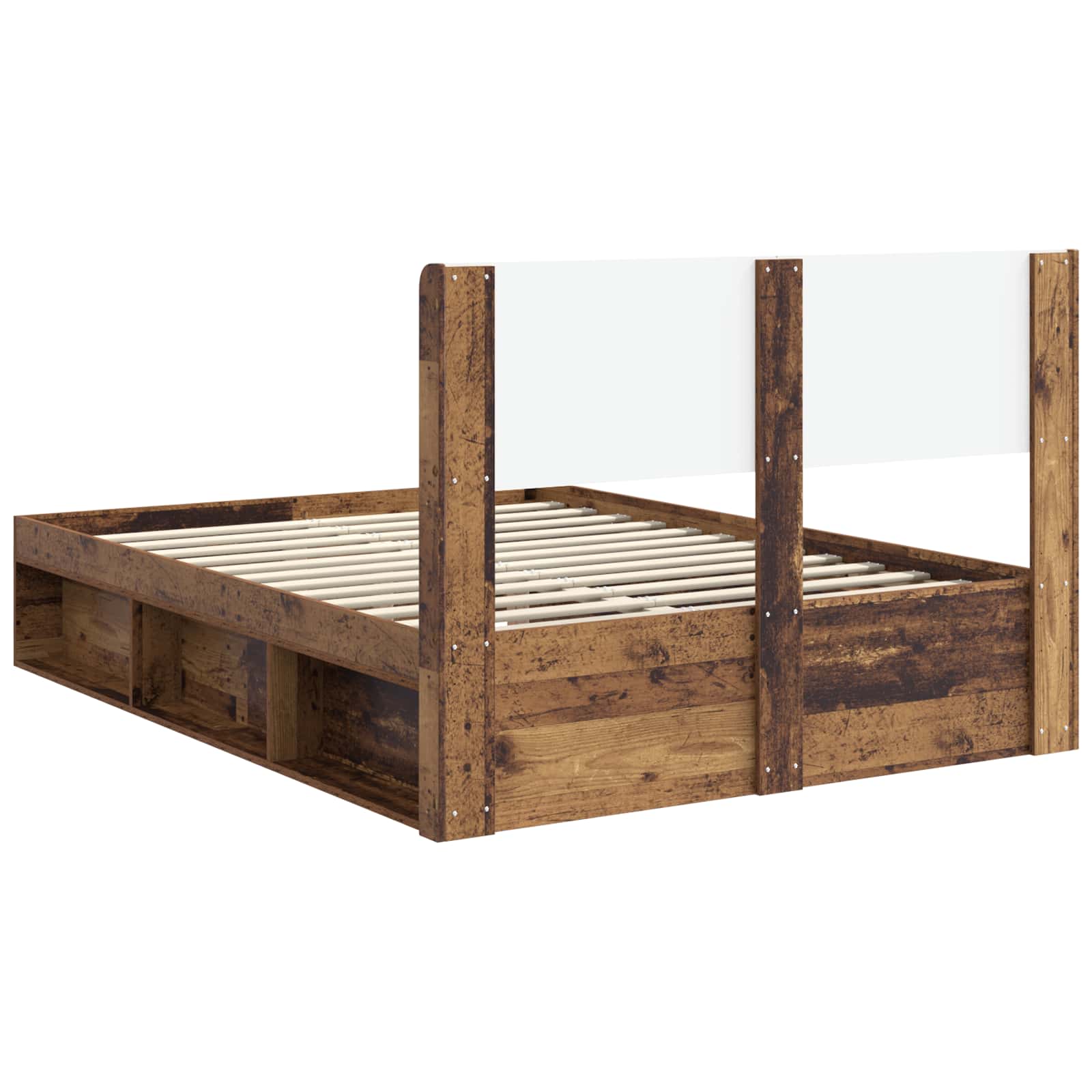 Bedframe met opbergruimte en hoofdbord Oud hout 135 x 190 cm – afbeelding 7