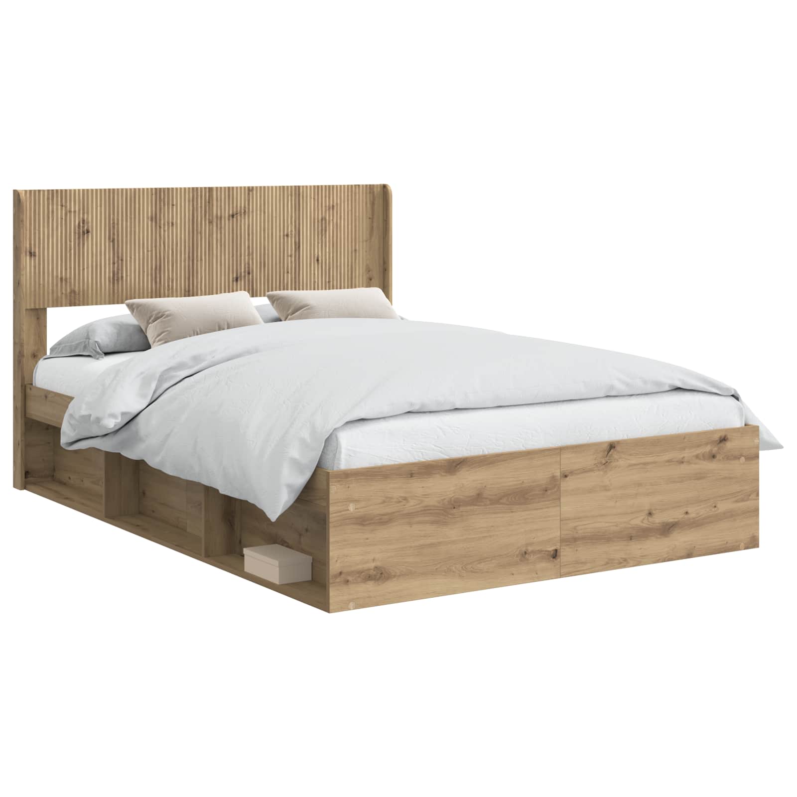 Bedframe met opbergruimte en hoofdbord Artisanaal eiken – afbeelding 2