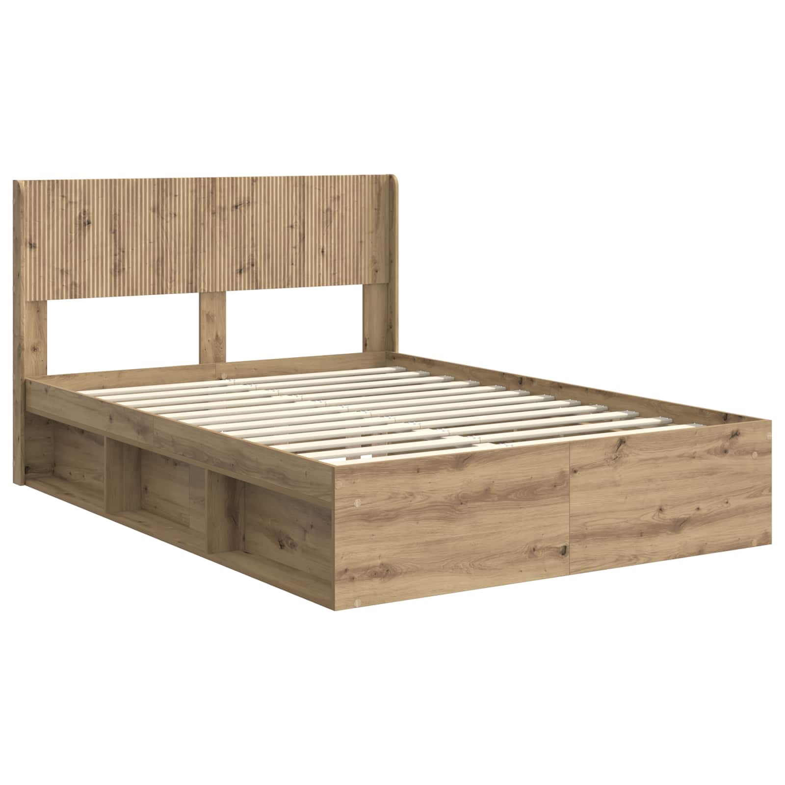 Bedframe met opbergruimte en hoofdbord Artisanaal eiken – afbeelding 4