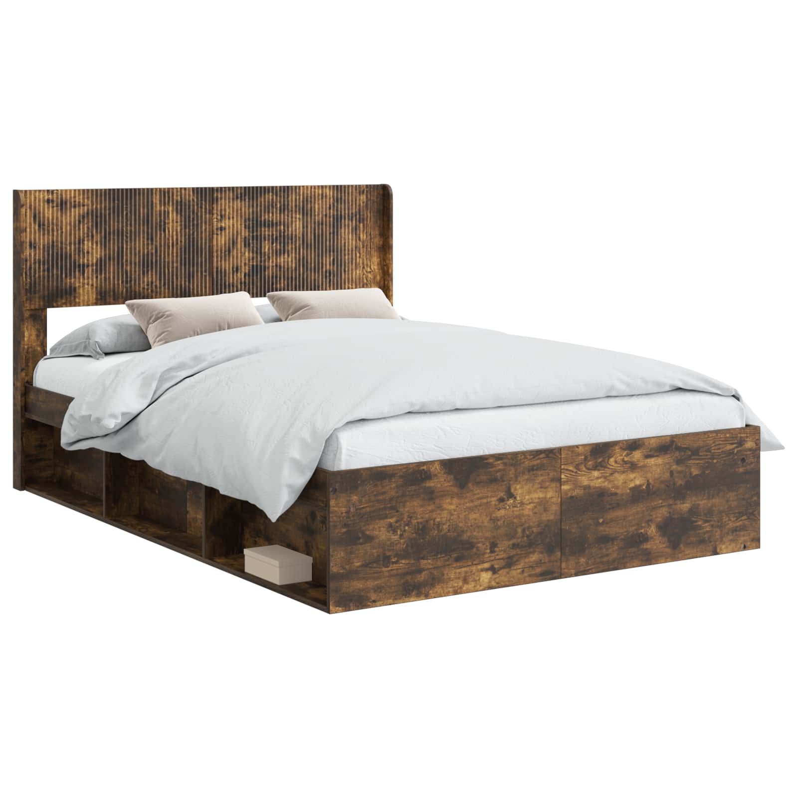 Bedframe met opbergruimte en hoofdbord Gerookt eiken – afbeelding 2