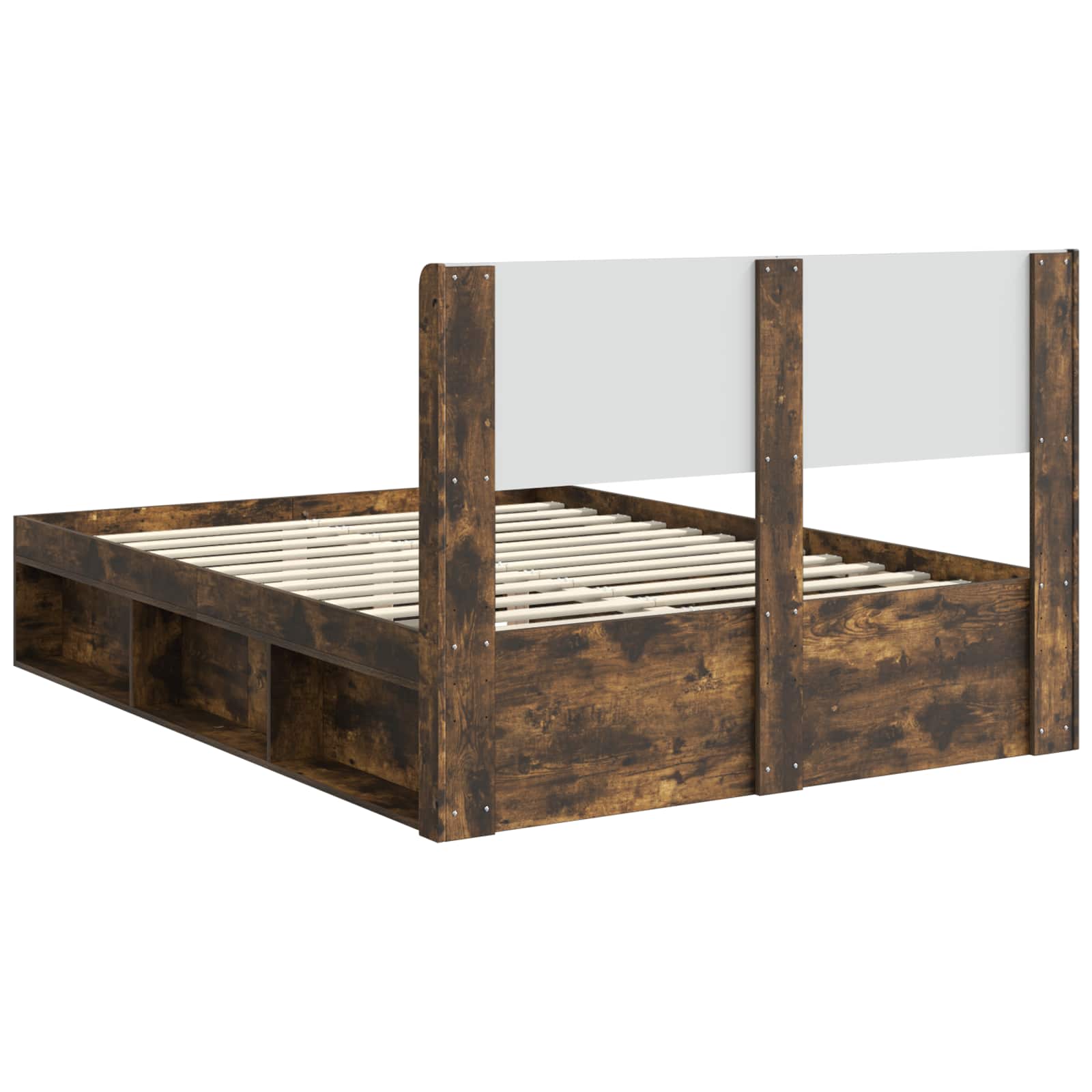 Bedframe met opbergruimte en hoofdbord Gerookt eiken – afbeelding 7