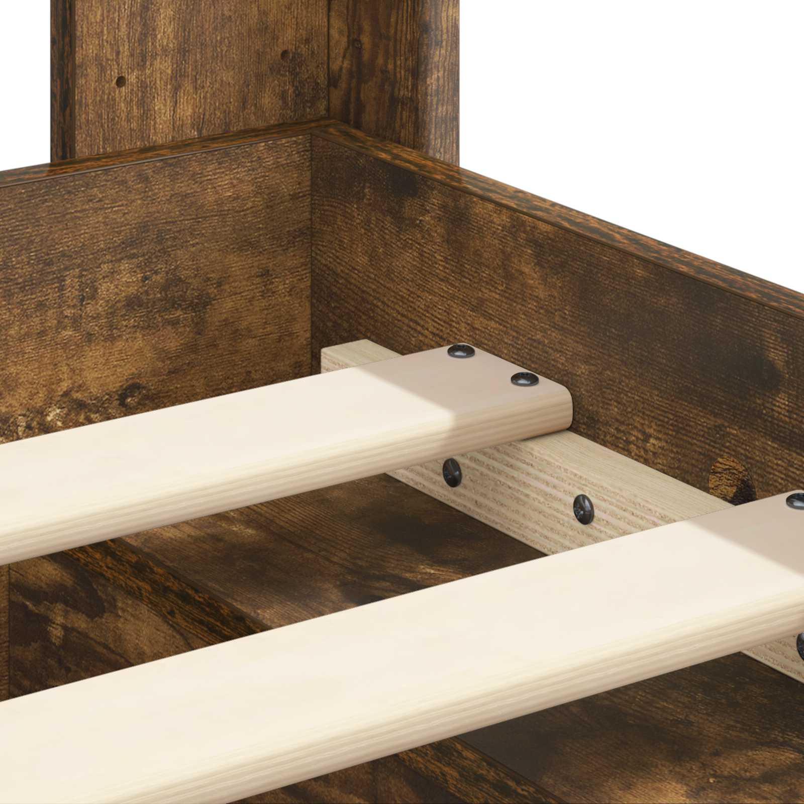 Bedframe met opbergruimte en hoofdbord Gerookt eiken – afbeelding 9
