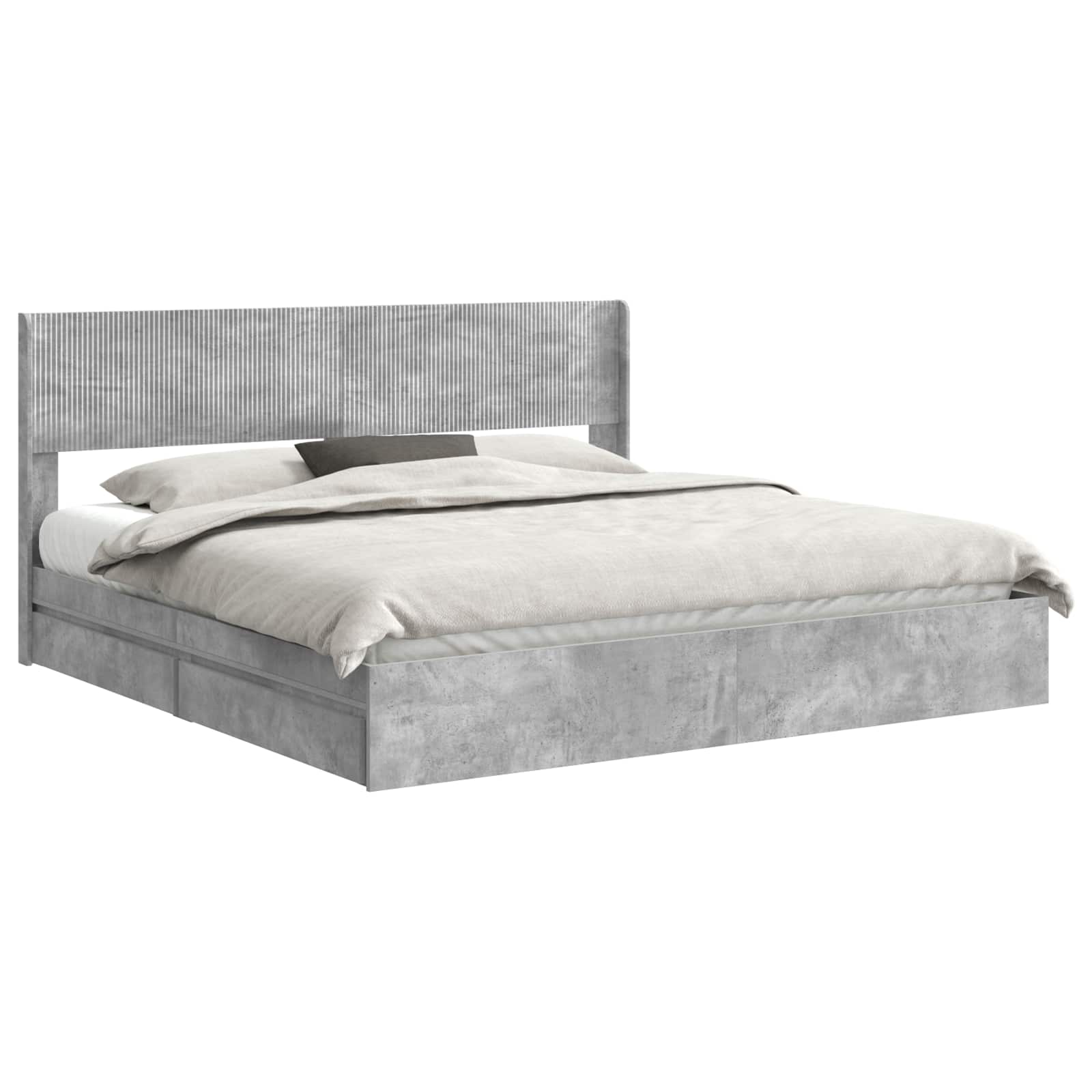 Bedframe met opbergruimte en hoofdbord Betongrijs 180 x 200 cm – afbeelding 2