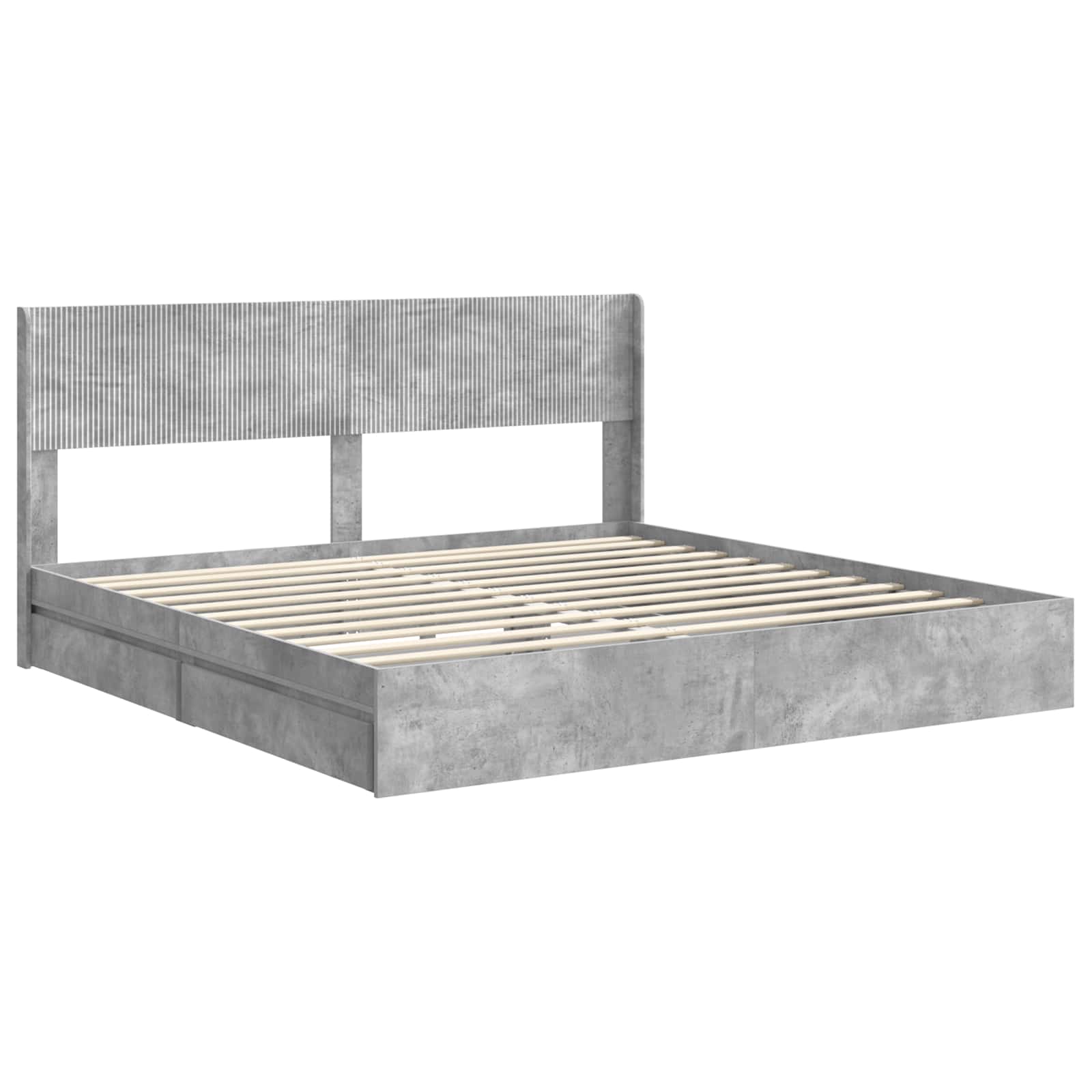 Bedframe met opbergruimte en hoofdbord Betongrijs 180 x 200 cm – afbeelding 4