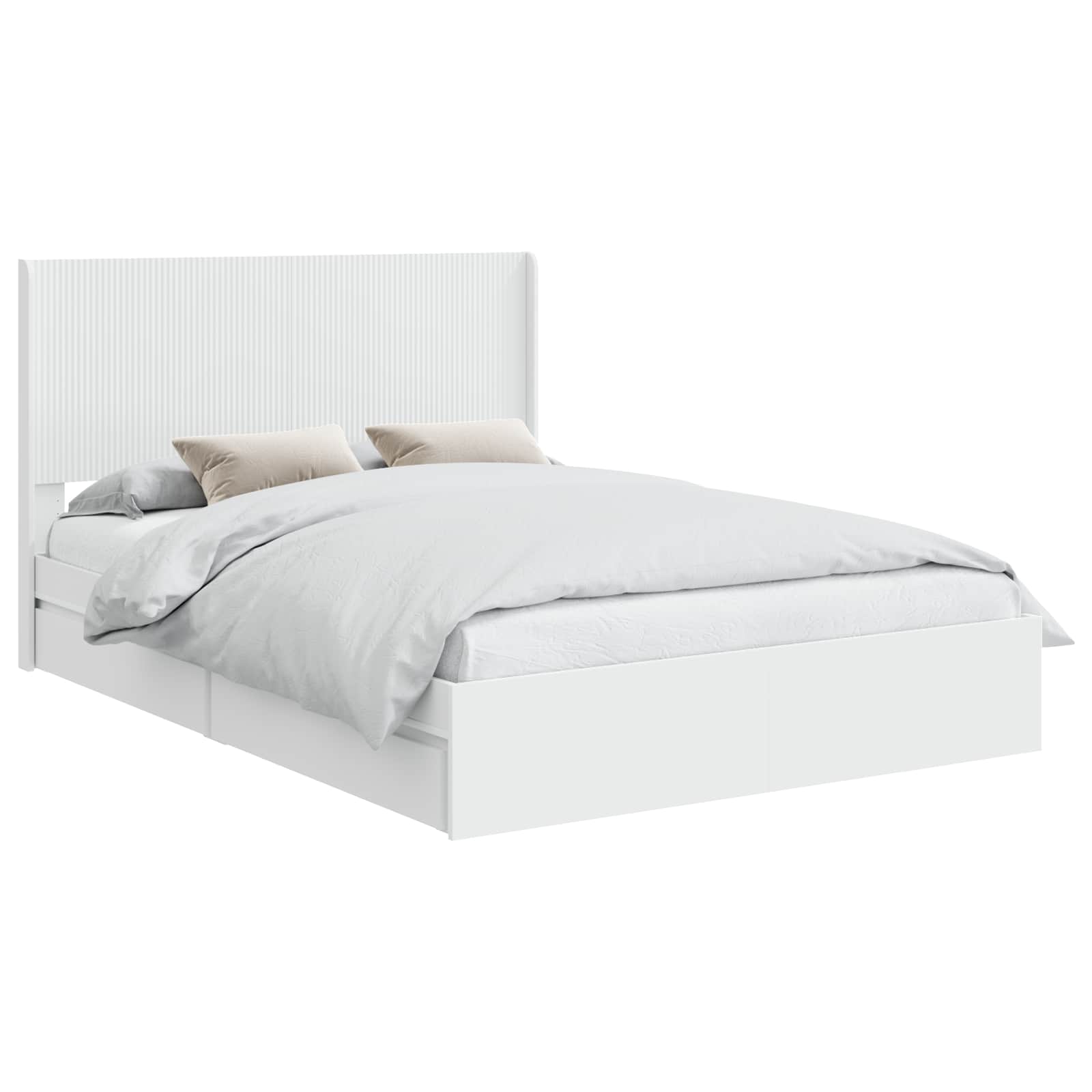 Bedframe met opbergruimte en hoofdbord Wit 150 x 200 cm – afbeelding 2