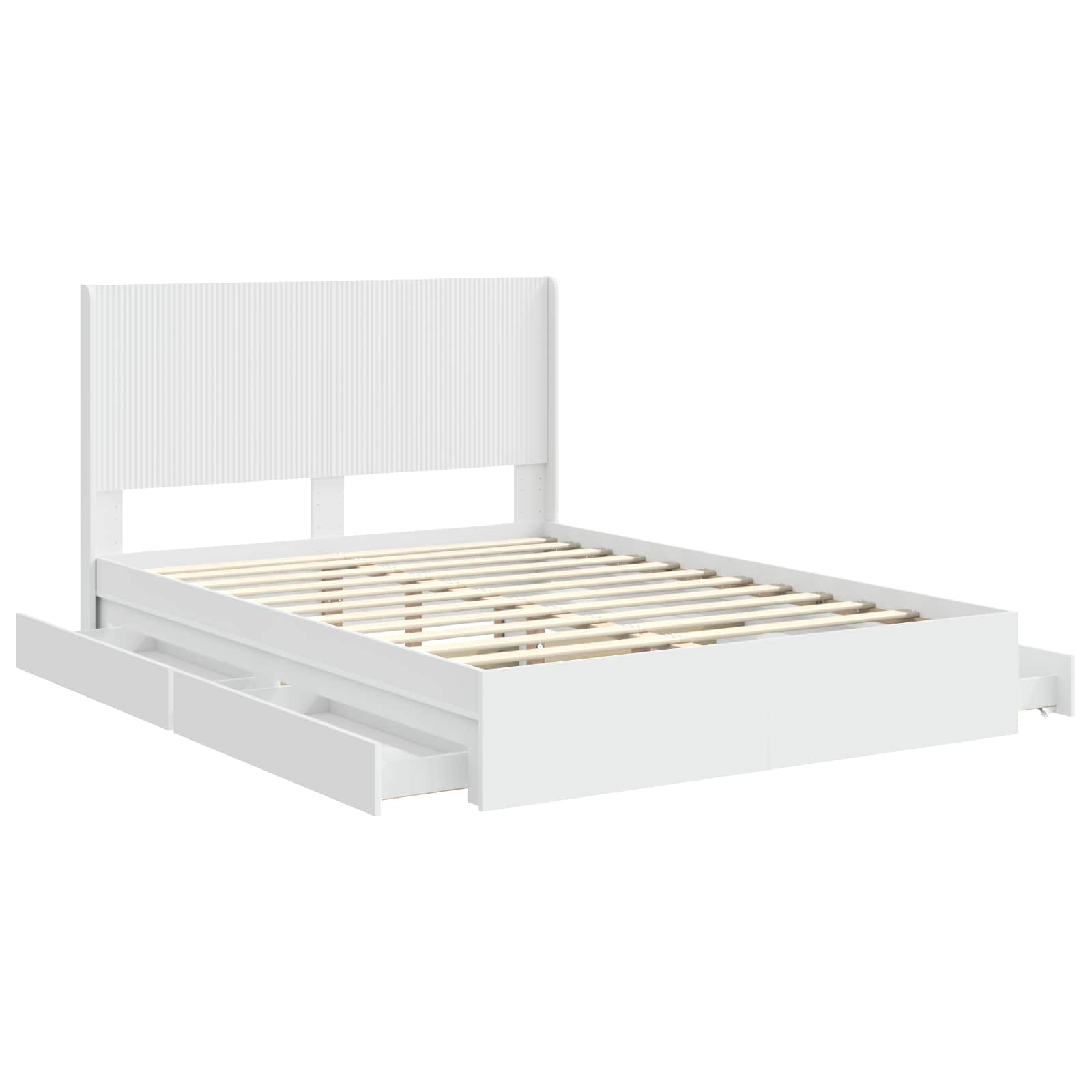 Bedframe met opbergruimte en hoofdbord Wit 150 x 200 cm – afbeelding 5