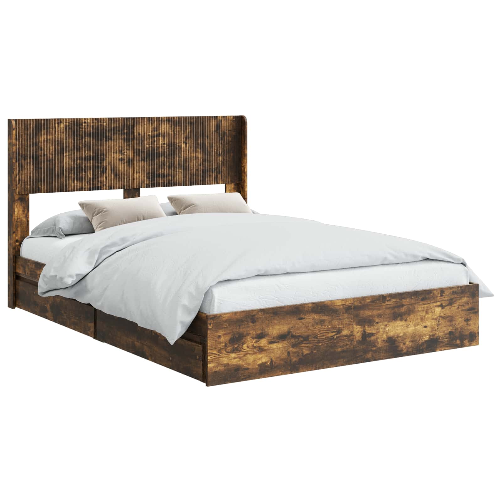 Bedframe met opbergruimte en hoofdbord Gerookt eiken – afbeelding 2