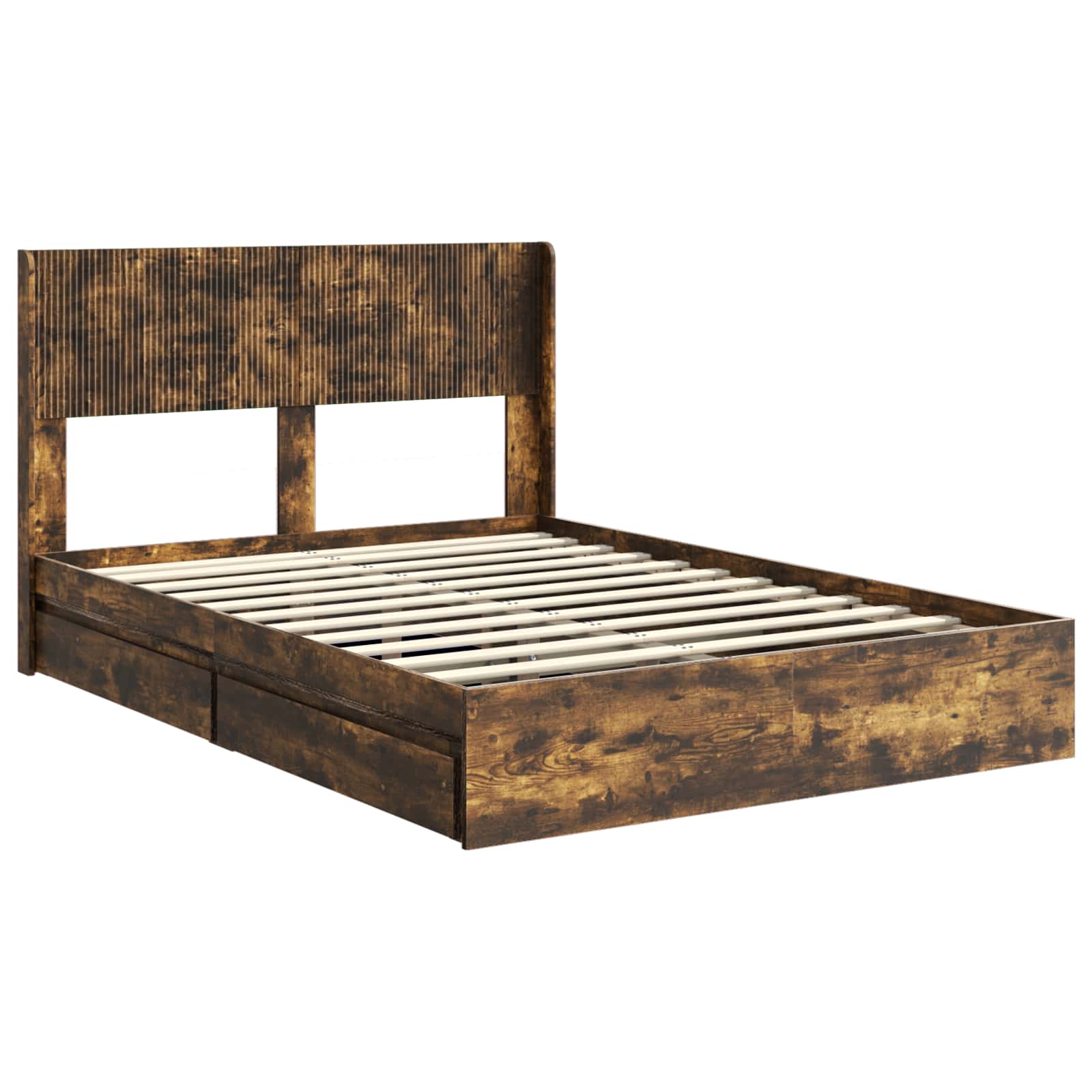 Bedframe met opbergruimte en hoofdbord Gerookt eiken – afbeelding 4