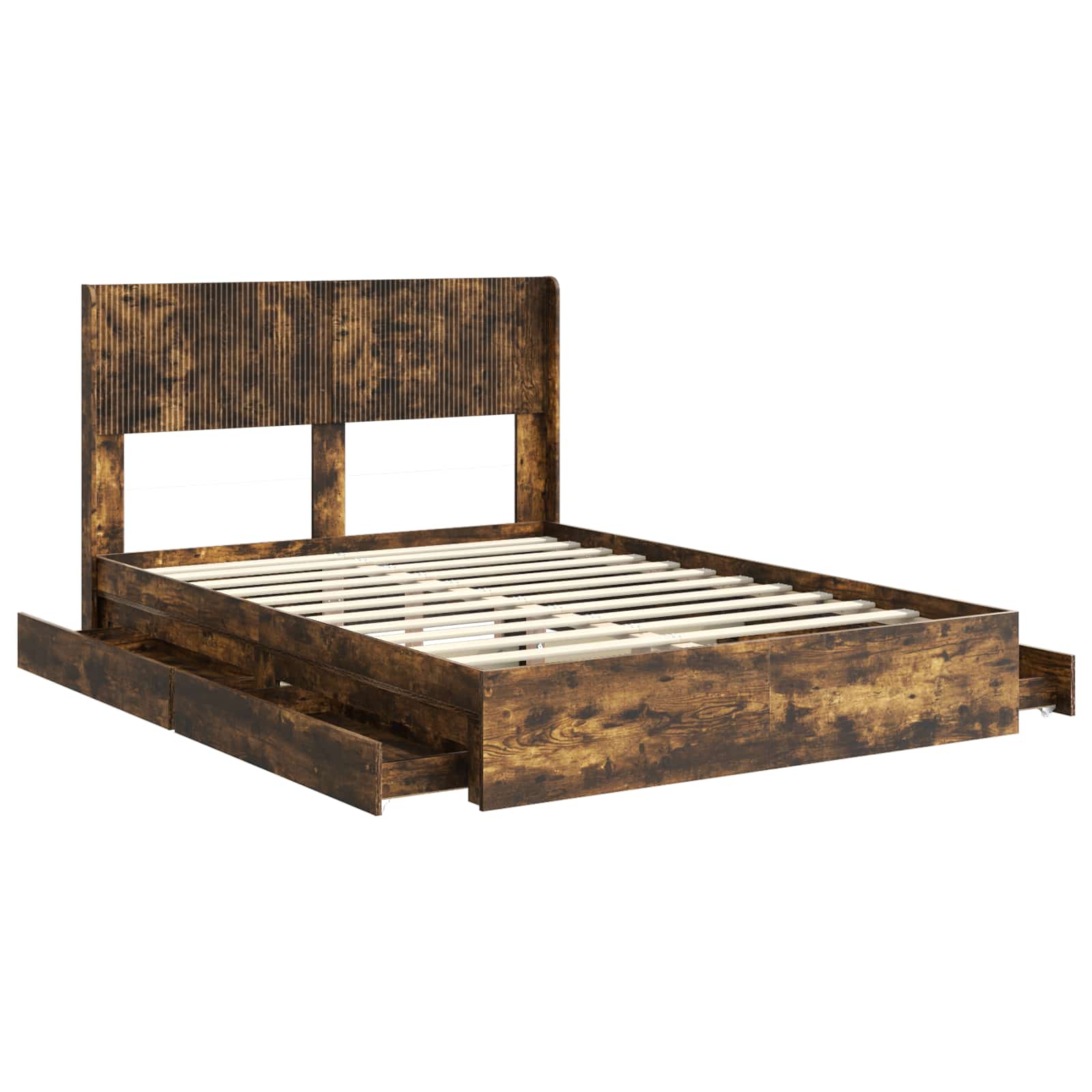 Bedframe met opbergruimte en hoofdbord Gerookt eiken – afbeelding 5