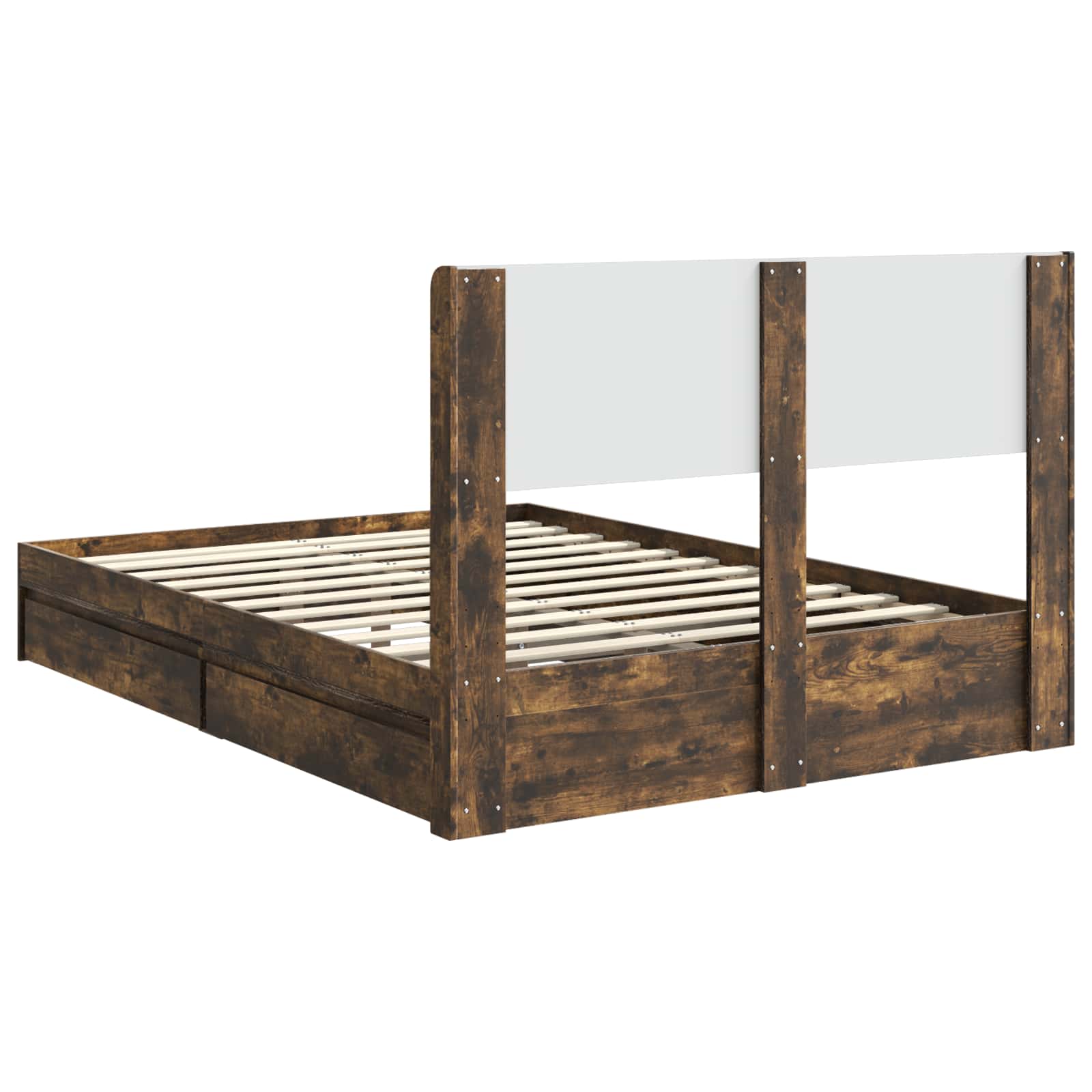 Bedframe met opbergruimte en hoofdbord Gerookt eiken – afbeelding 8