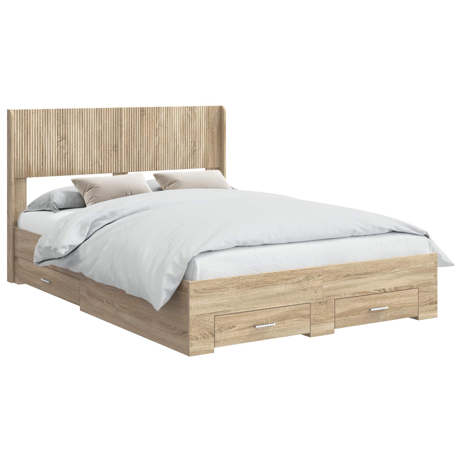 Bedframe met opbergruimte en hoofdbord Sonoma Eiken – afbeelding 2