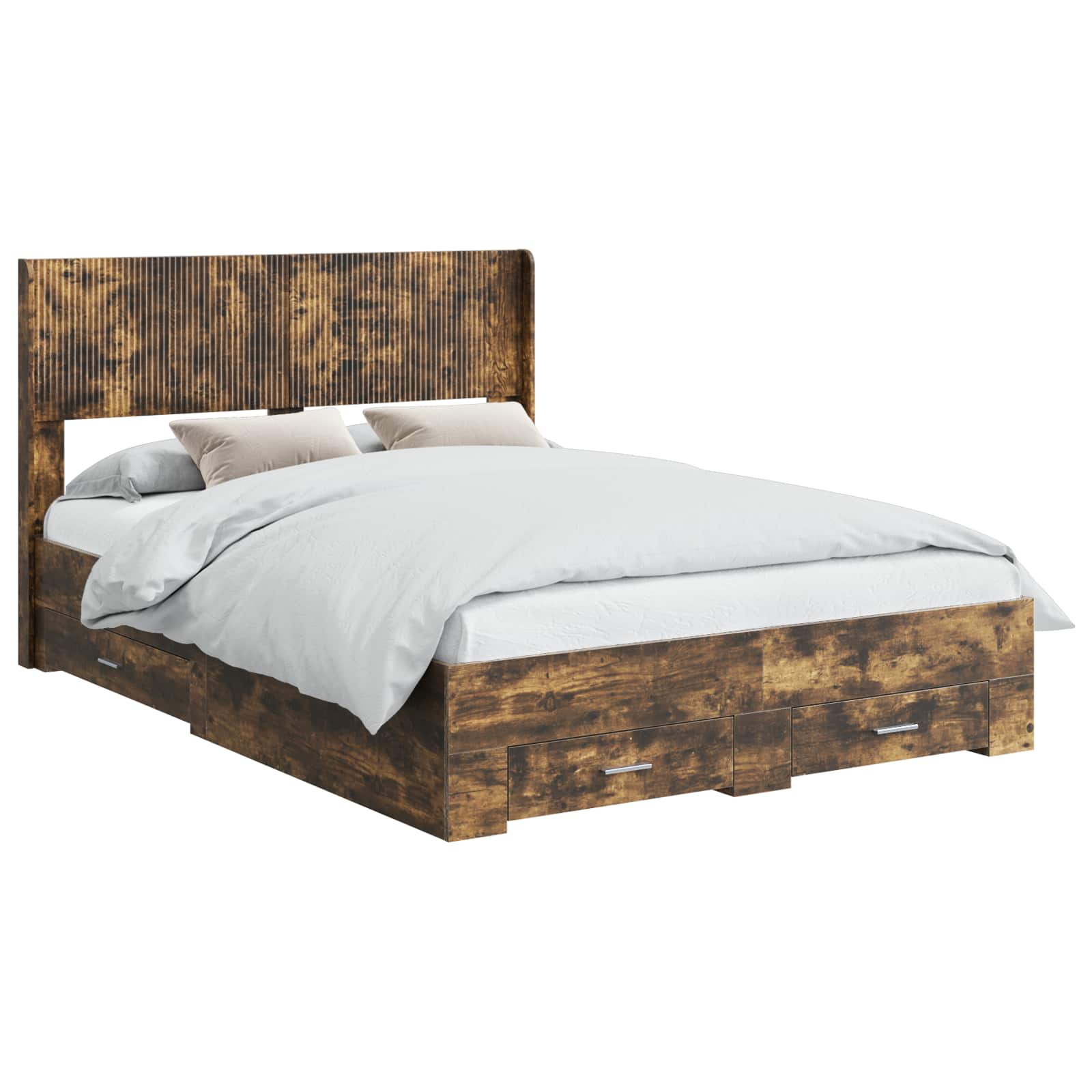 Bedframe met opbergruimte en hoofdbord Gerookt eiken – afbeelding 2