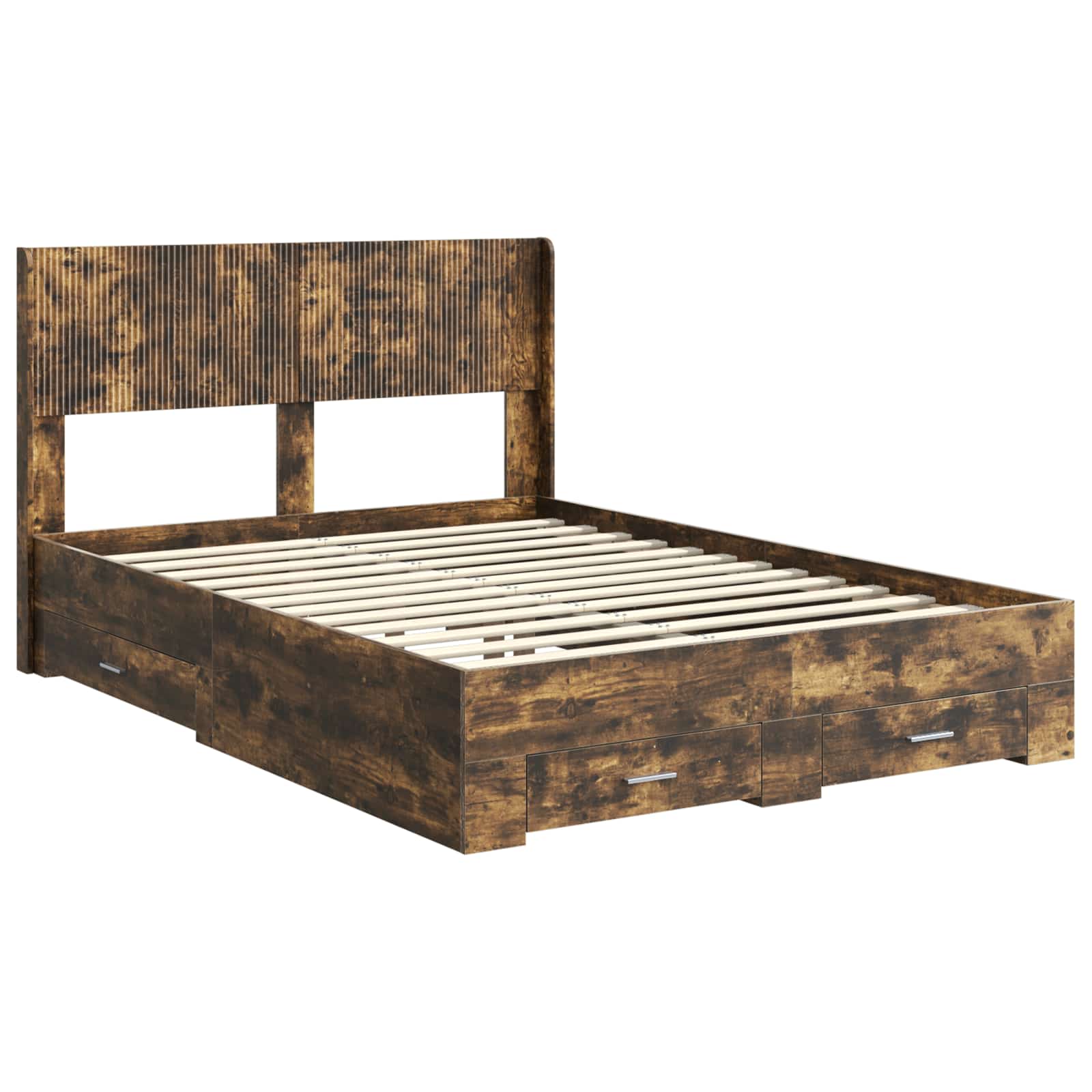 Bedframe met opbergruimte en hoofdbord Gerookt eiken – afbeelding 4