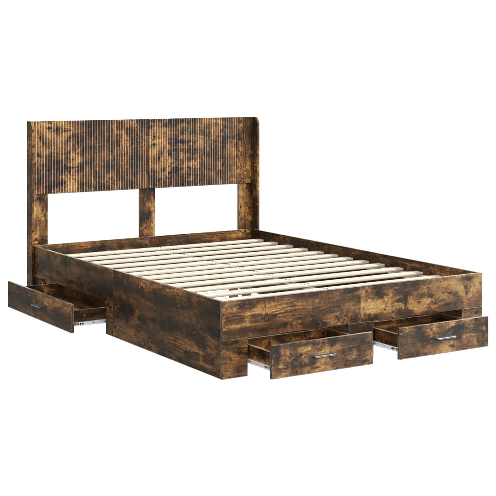 Bedframe met opbergruimte en hoofdbord Gerookt eiken – afbeelding 5