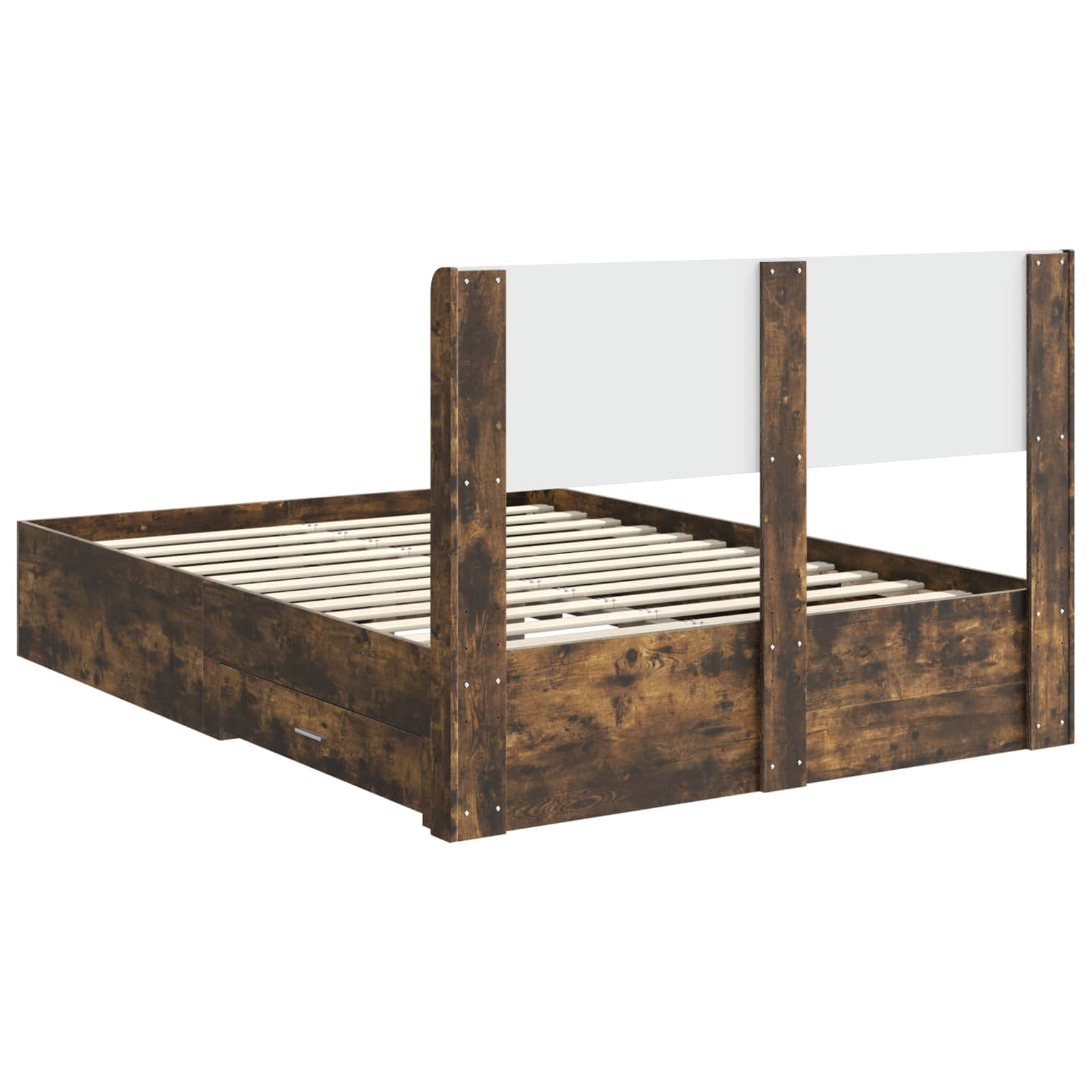 Bedframe met opbergruimte en hoofdbord Gerookt eiken – afbeelding 8