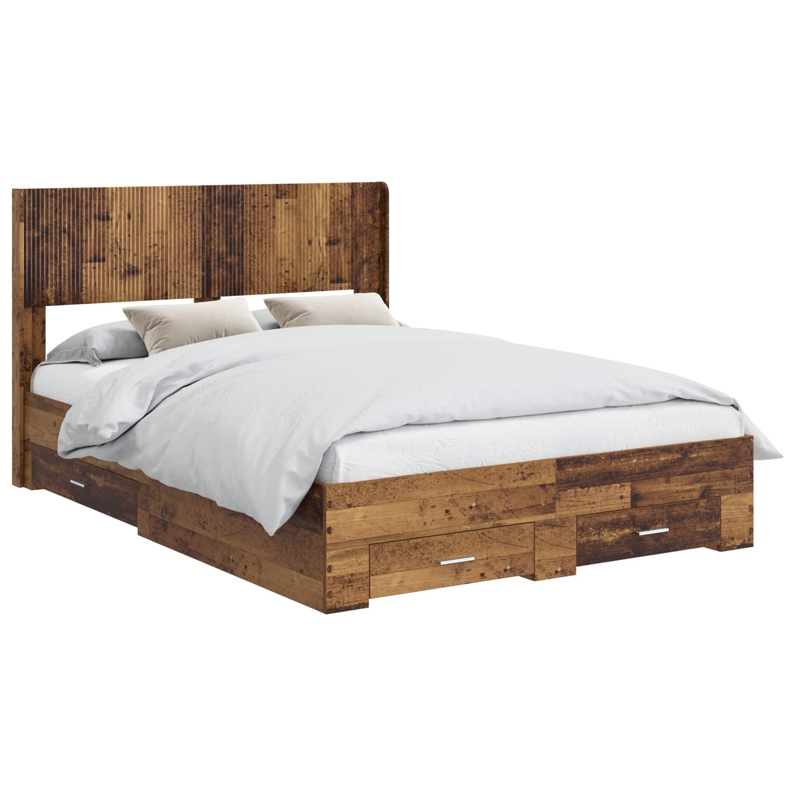 Bedframe met opbergruimte en hoofdbord Oud hout 120 x 190 cm – afbeelding 2