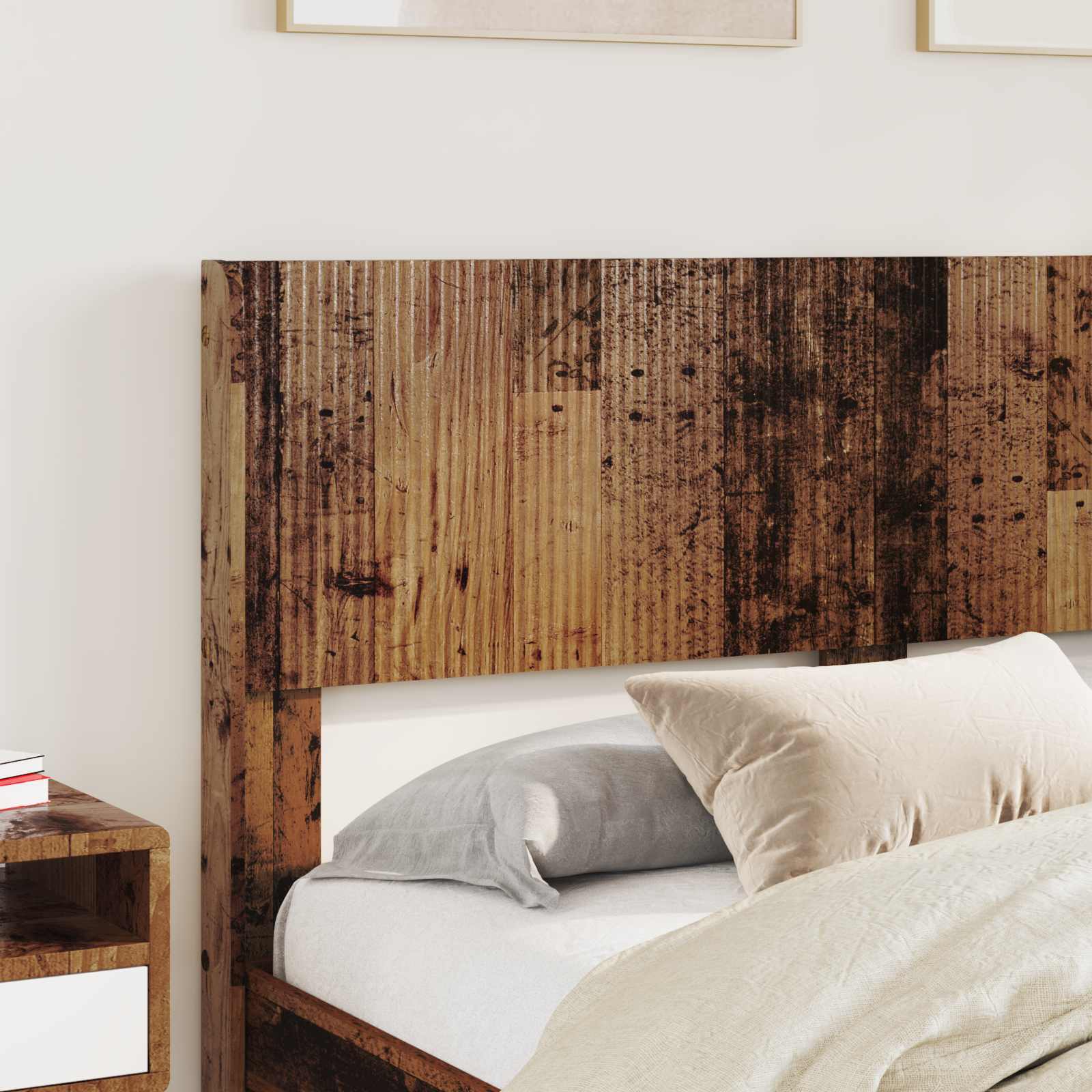 Bedframe met opbergruimte en hoofdbord Oud hout 120 x 190 cm – afbeelding 3