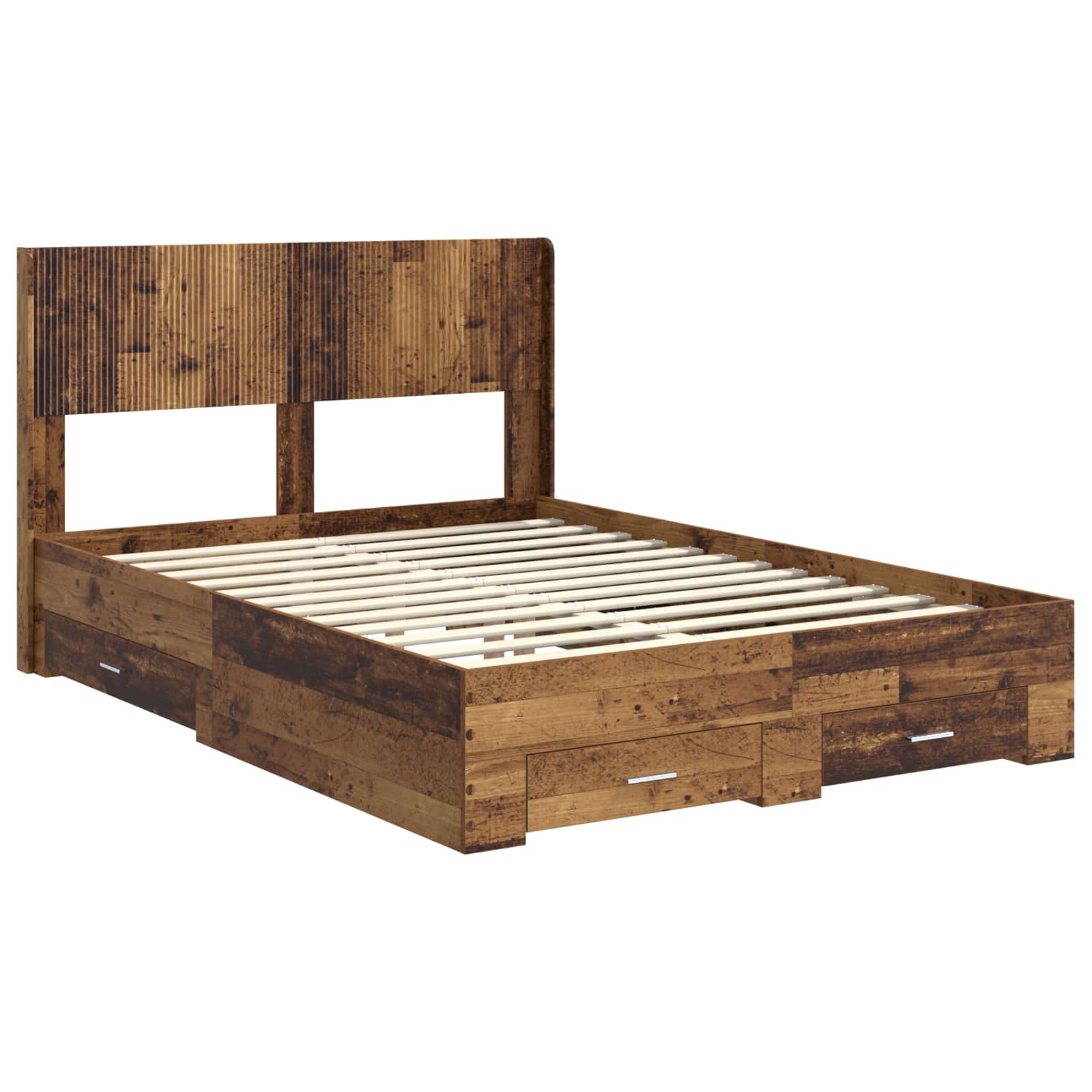 Bedframe met opbergruimte en hoofdbord Oud hout 120 x 190 cm – afbeelding 4