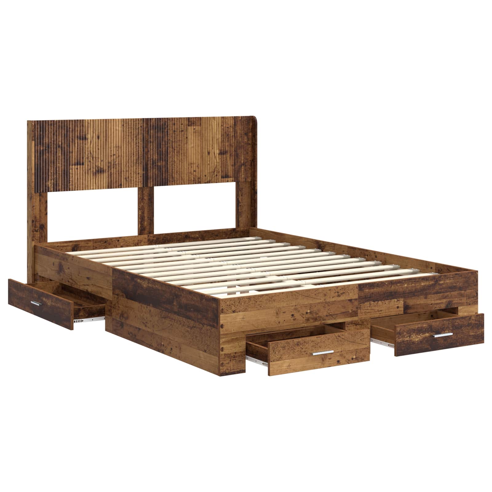 Bedframe met opbergruimte en hoofdbord Oud hout 120 x 190 cm – afbeelding 5