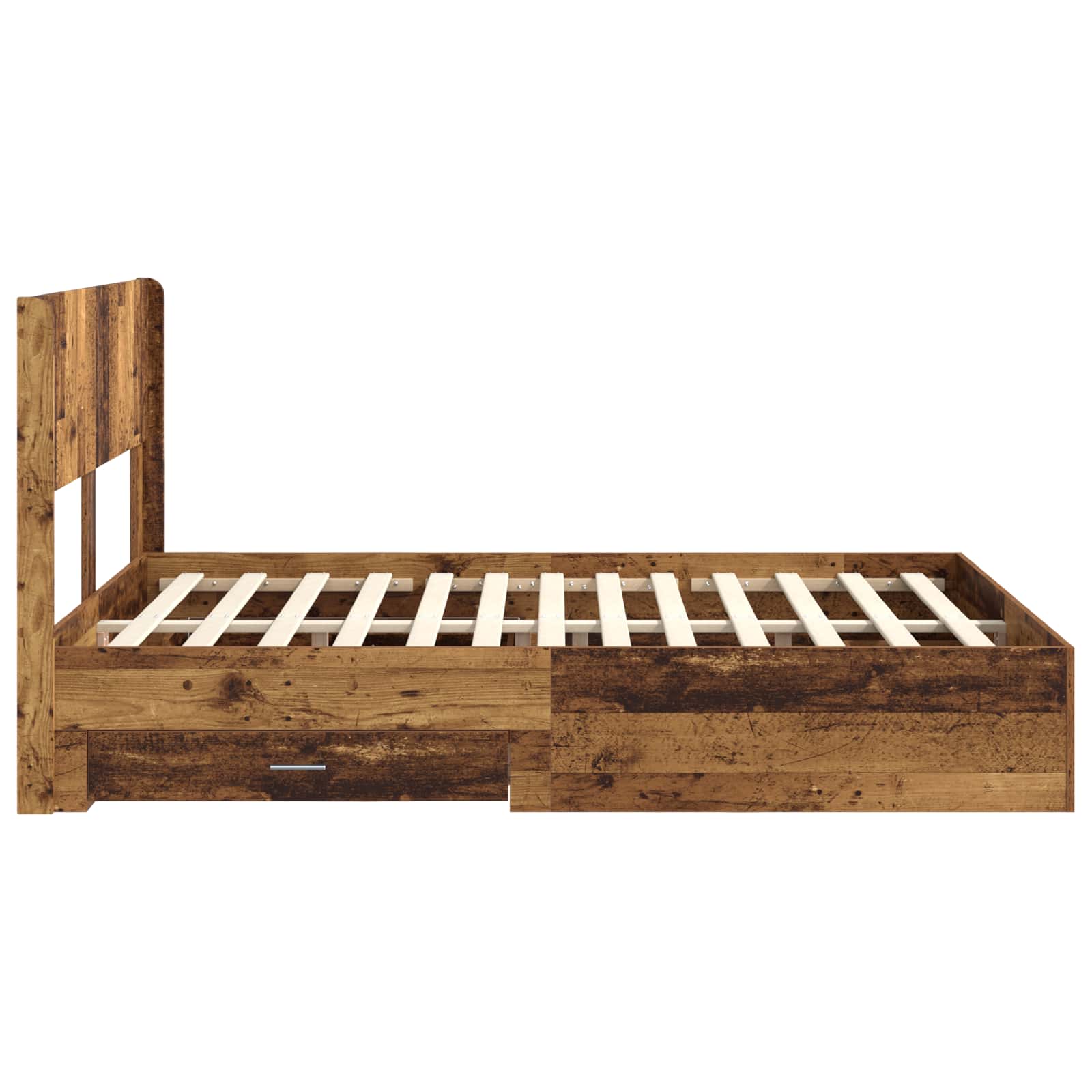 Bedframe met opbergruimte en hoofdbord Oud hout 120 x 190 cm – afbeelding 7