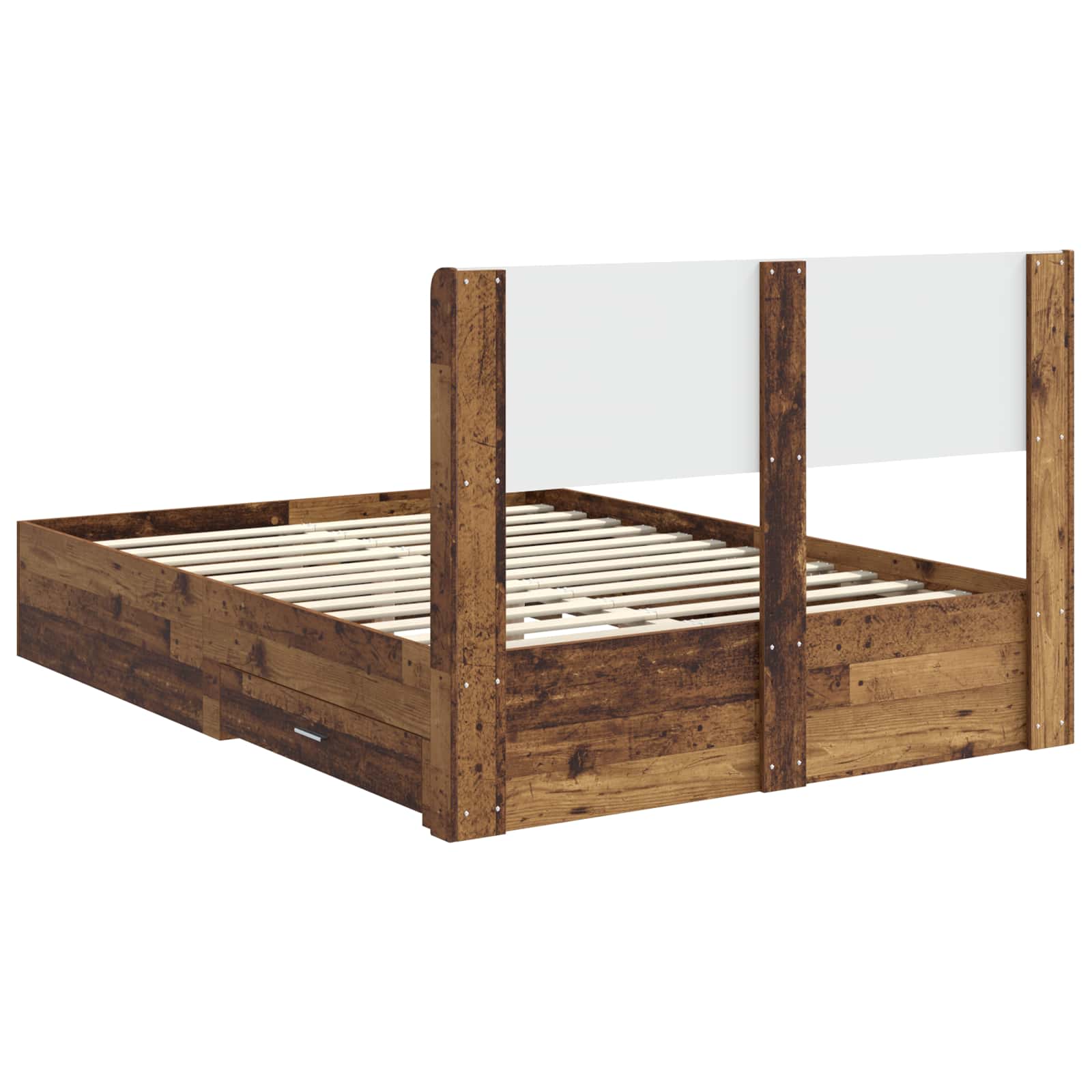 Bedframe met opbergruimte en hoofdbord Oud hout 120 x 190 cm – afbeelding 8