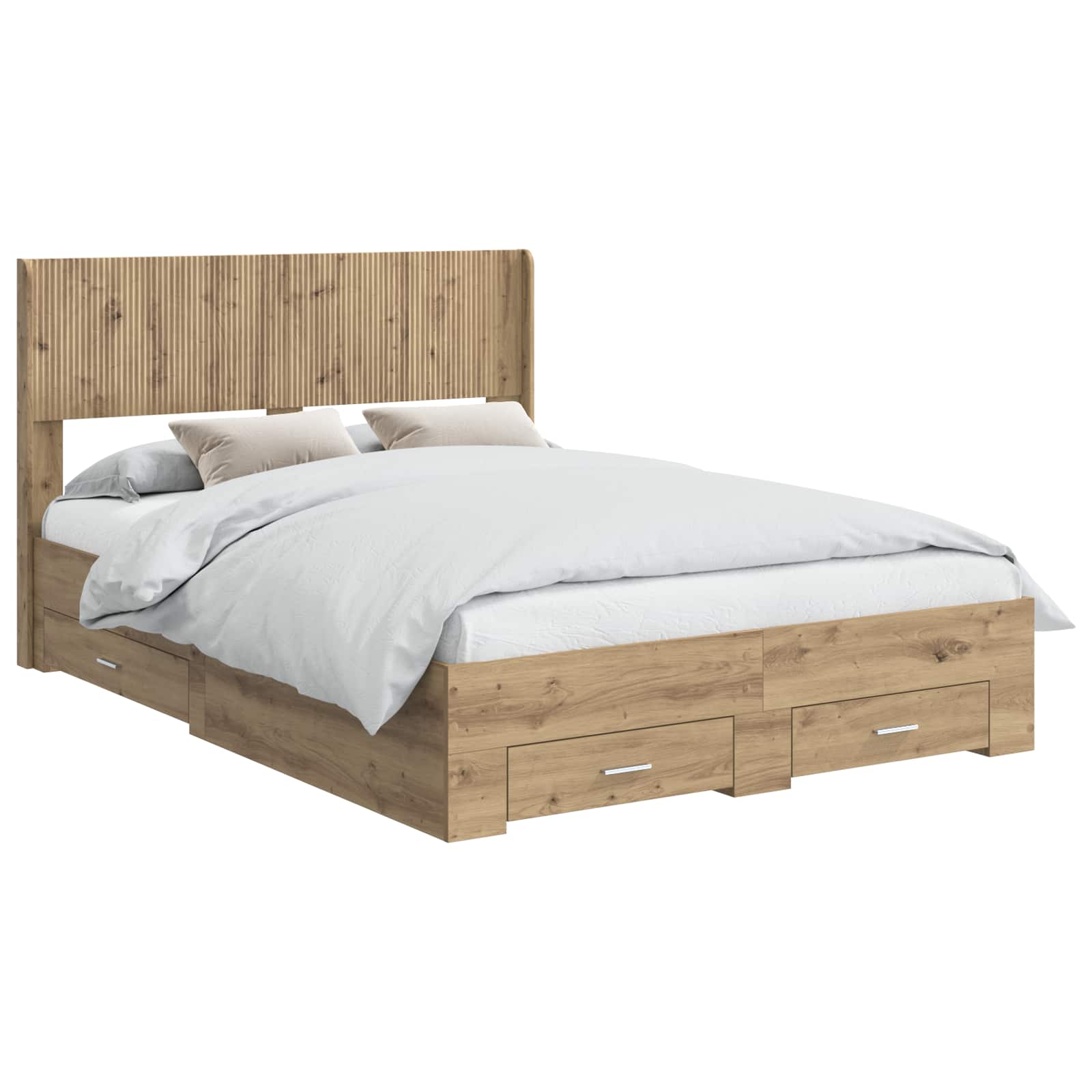 Bedframe met opbergruimte en hoofdbord Artisanaal eiken – afbeelding 2