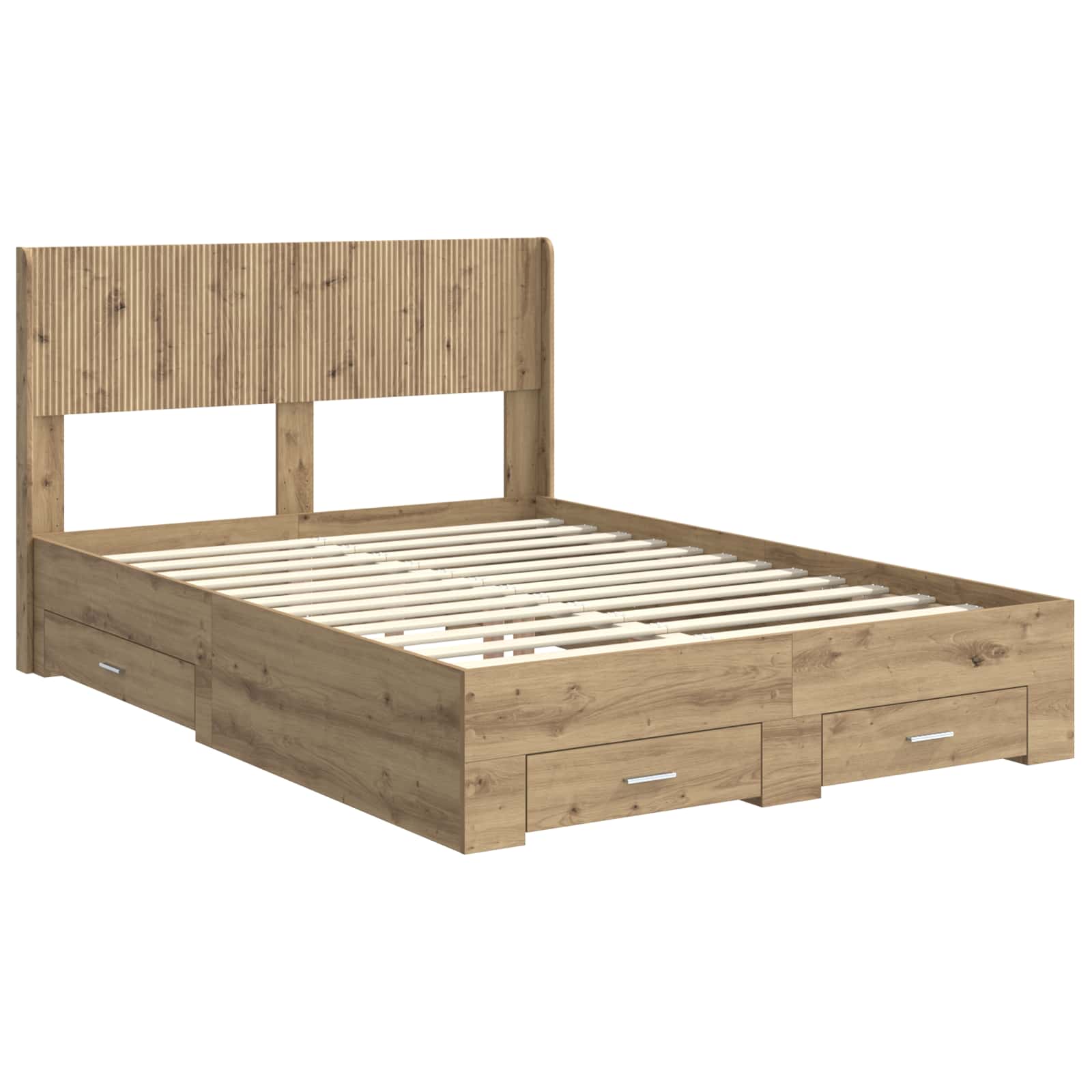 Bedframe met opbergruimte en hoofdbord Artisanaal eiken – afbeelding 4