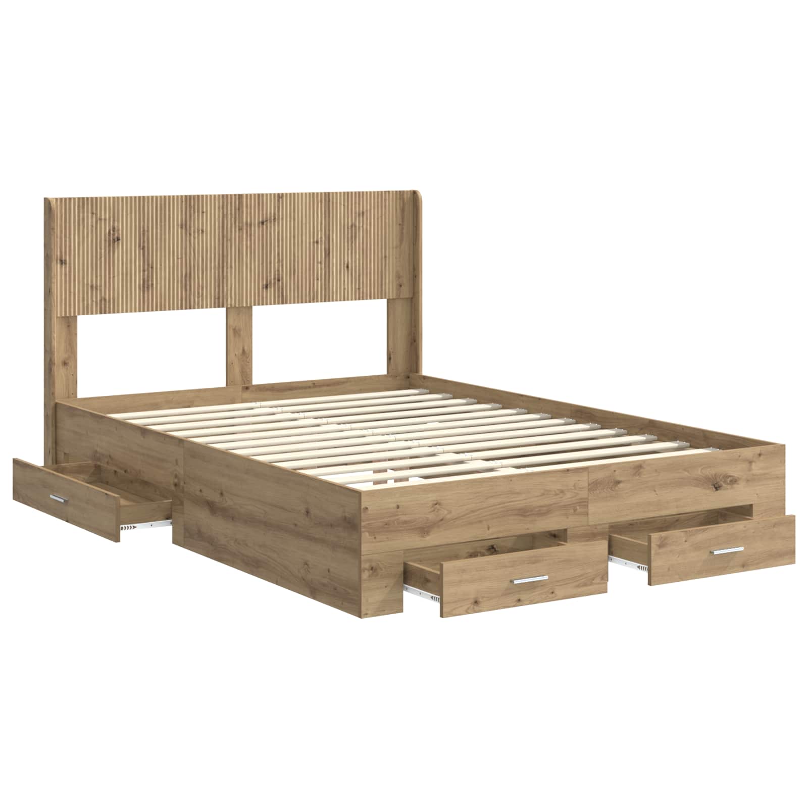 Bedframe met opbergruimte en hoofdbord Artisanaal eiken – afbeelding 5