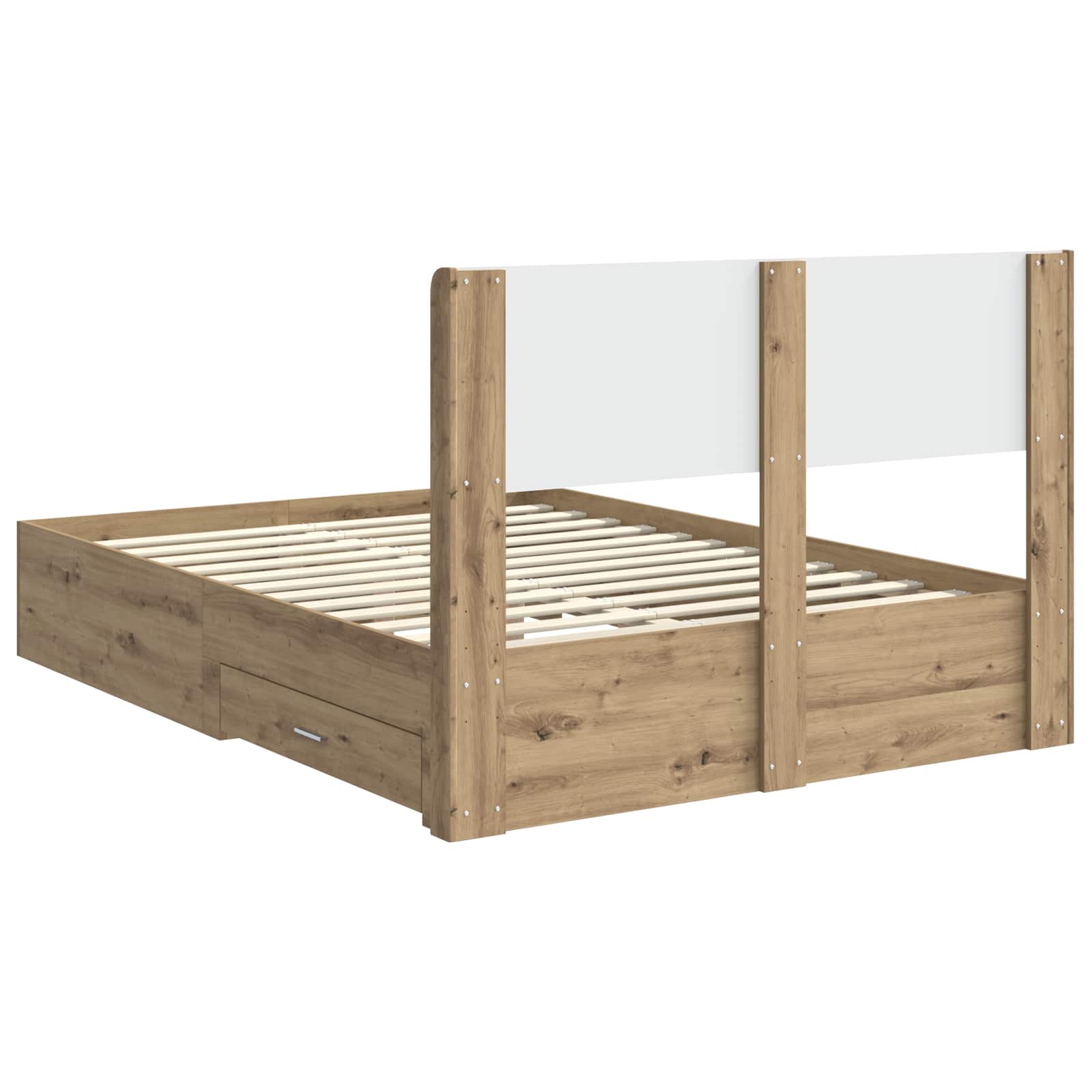 Bedframe met opbergruimte en hoofdbord Artisanaal eiken – afbeelding 8